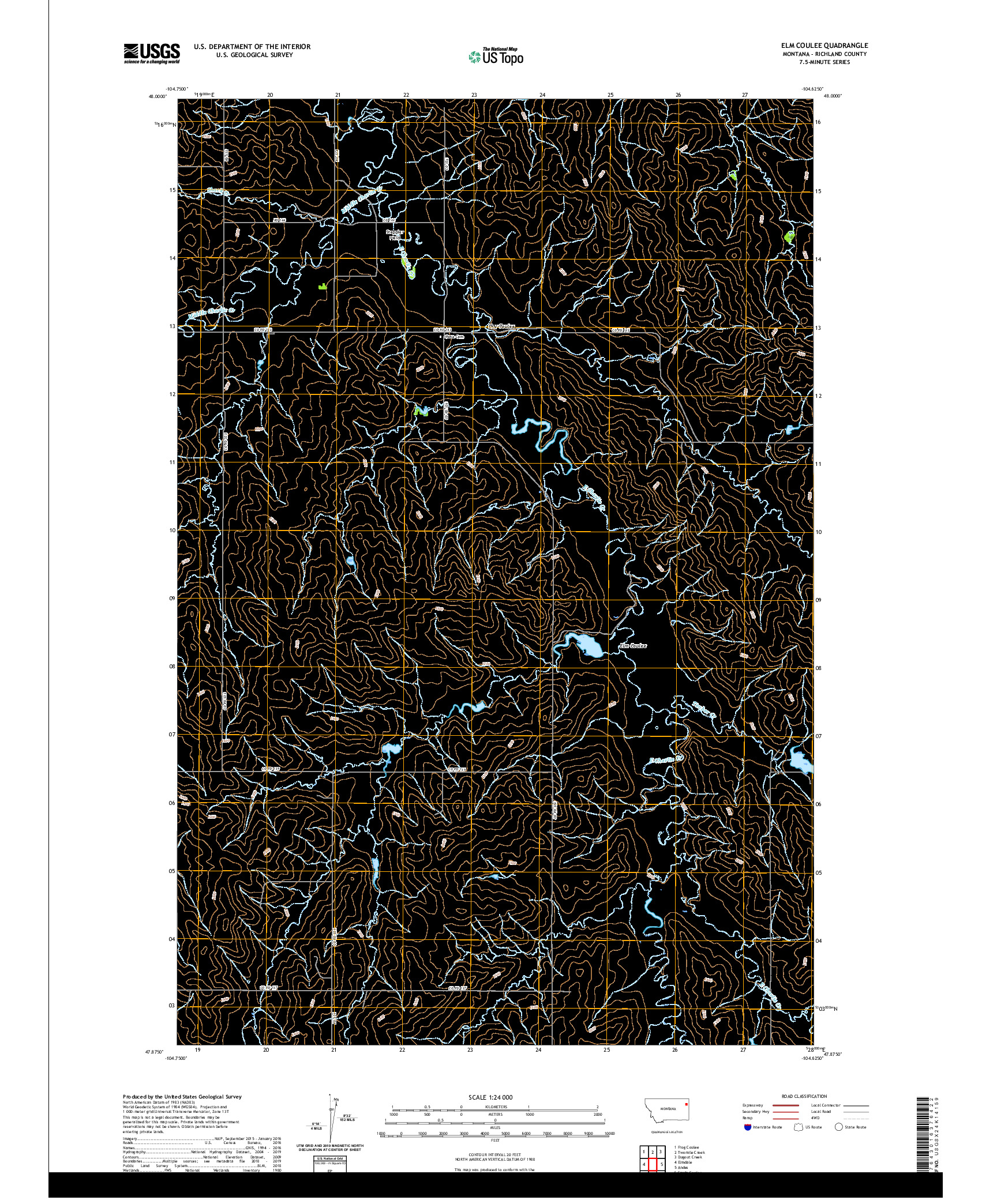 USGS US TOPO 7.5-MINUTE MAP FOR ELM COULEE, MT 2020