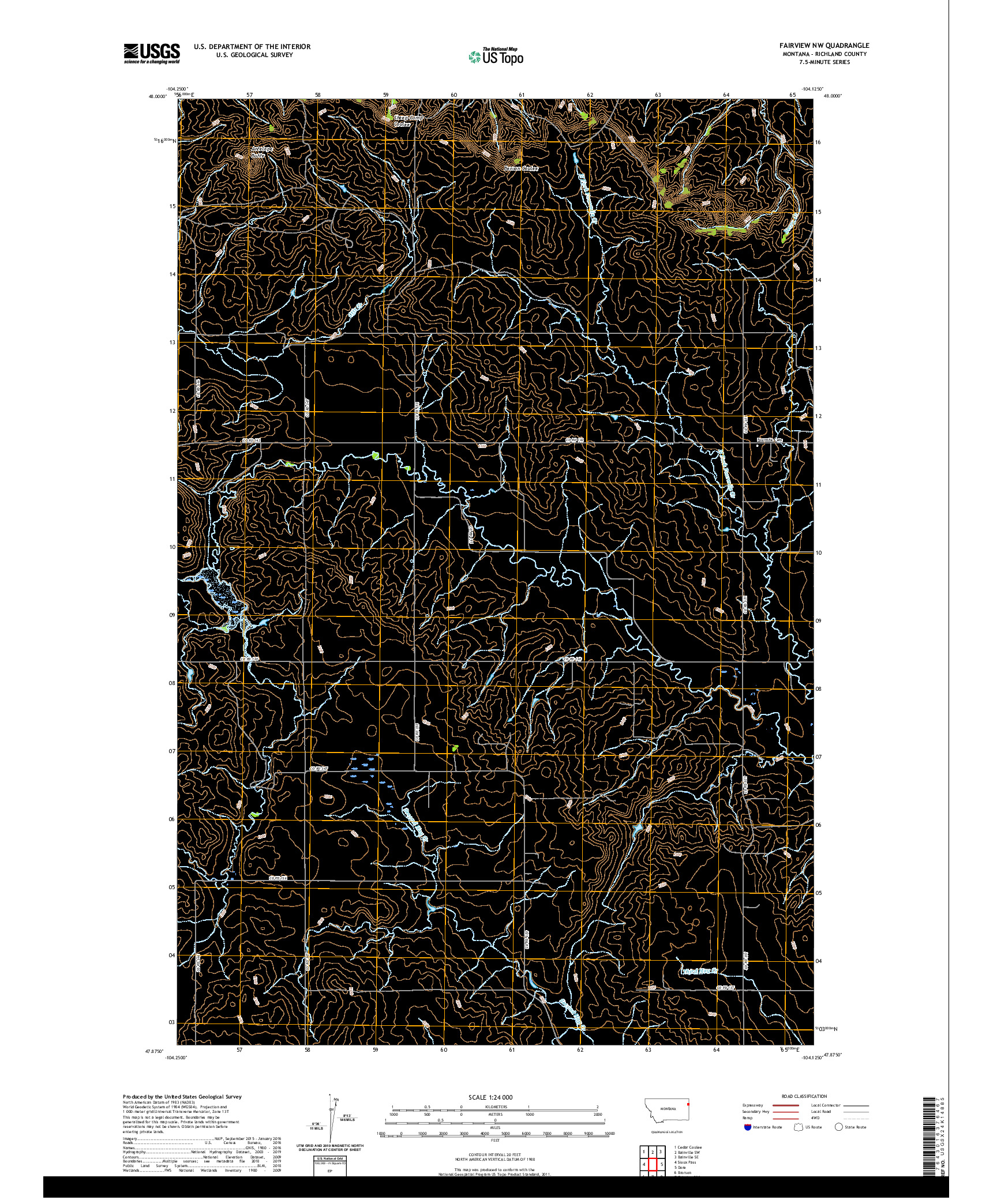 USGS US TOPO 7.5-MINUTE MAP FOR FAIRVIEW NW, MT 2020