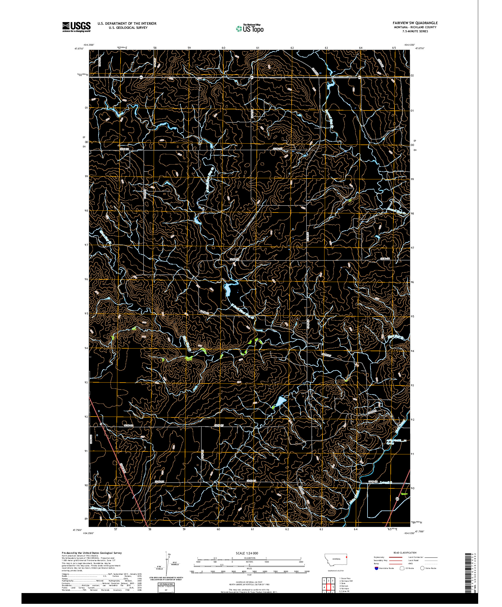 USGS US TOPO 7.5-MINUTE MAP FOR FAIRVIEW SW, MT 2020