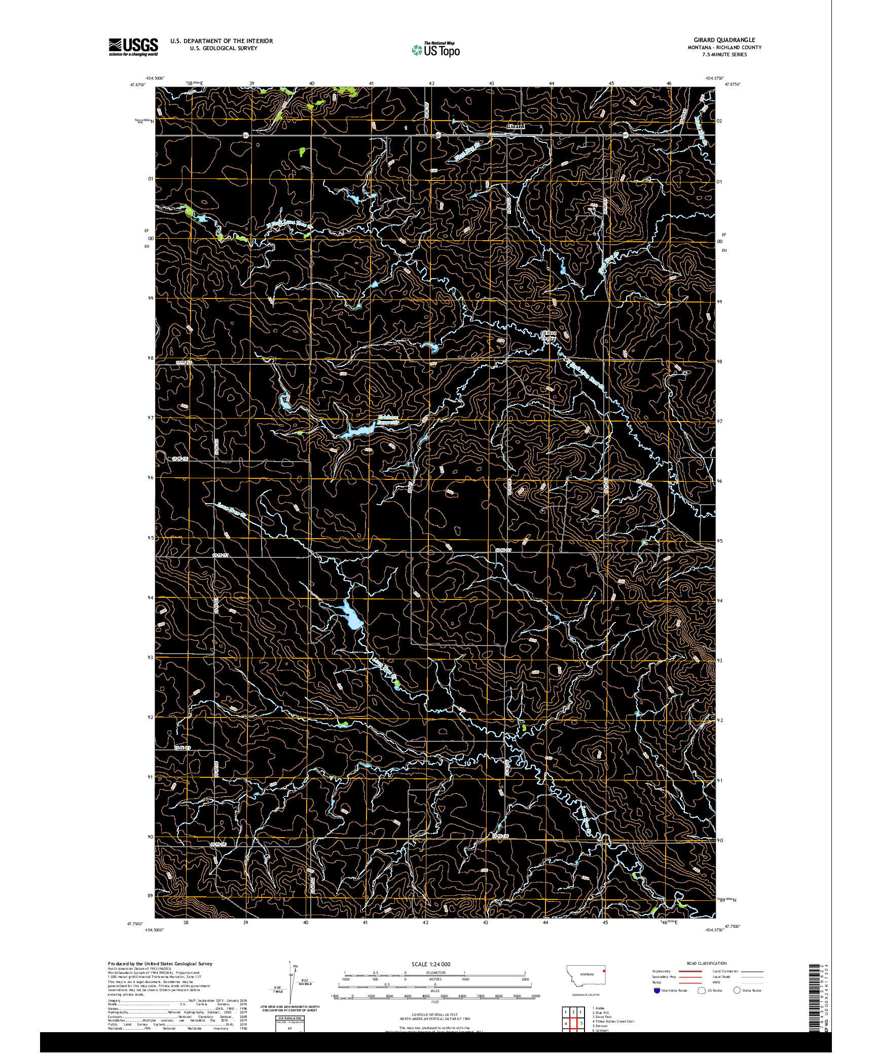 USGS US TOPO 7.5-MINUTE MAP FOR GIRARD, MT 2020