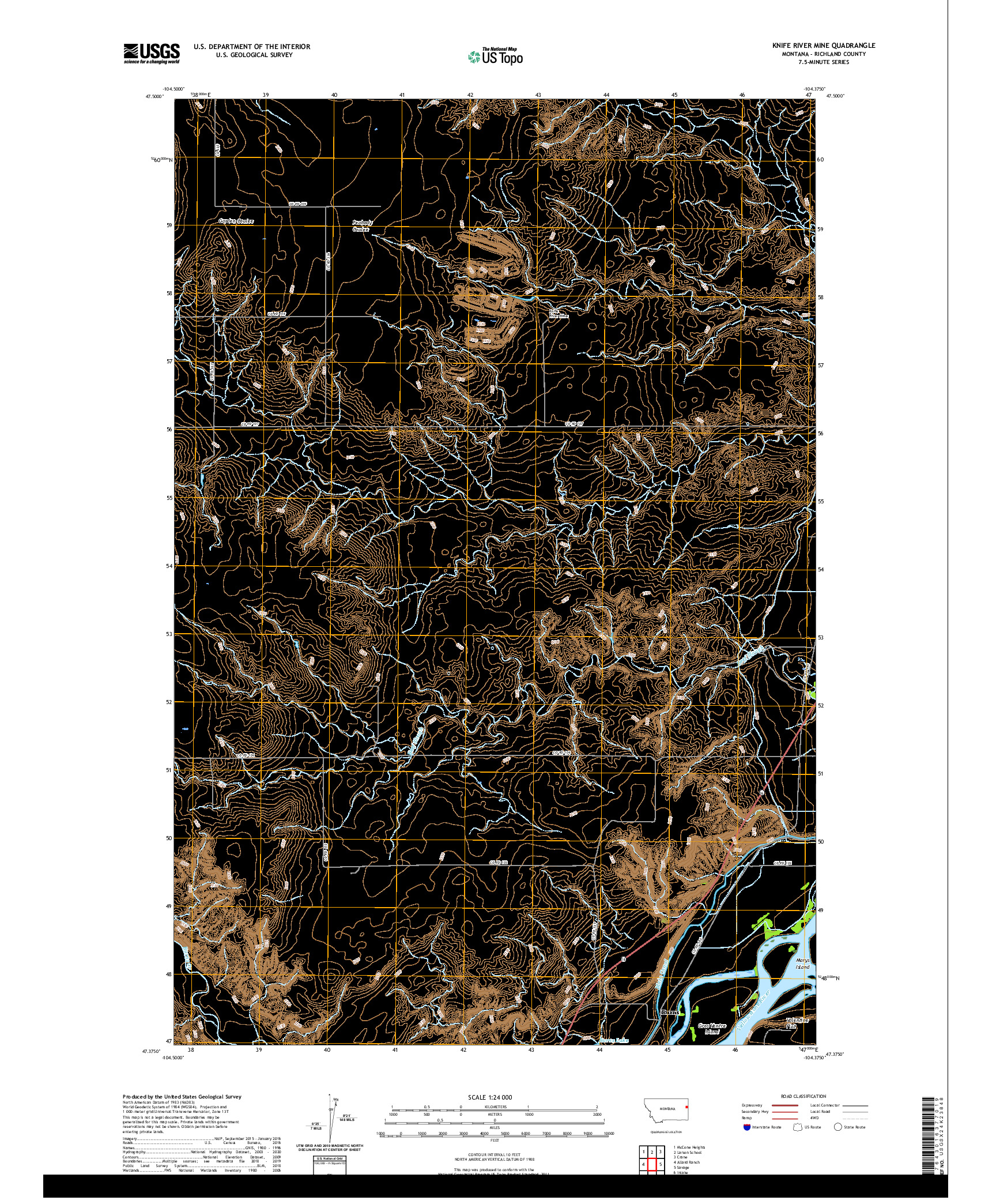 USGS US TOPO 7.5-MINUTE MAP FOR KNIFE RIVER MINE, MT 2020