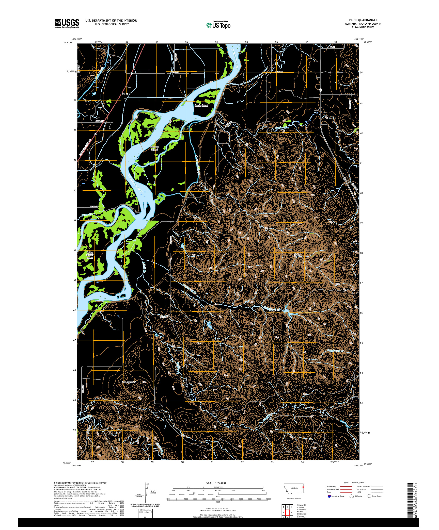 USGS US TOPO 7.5-MINUTE MAP FOR PICHE, MT 2020