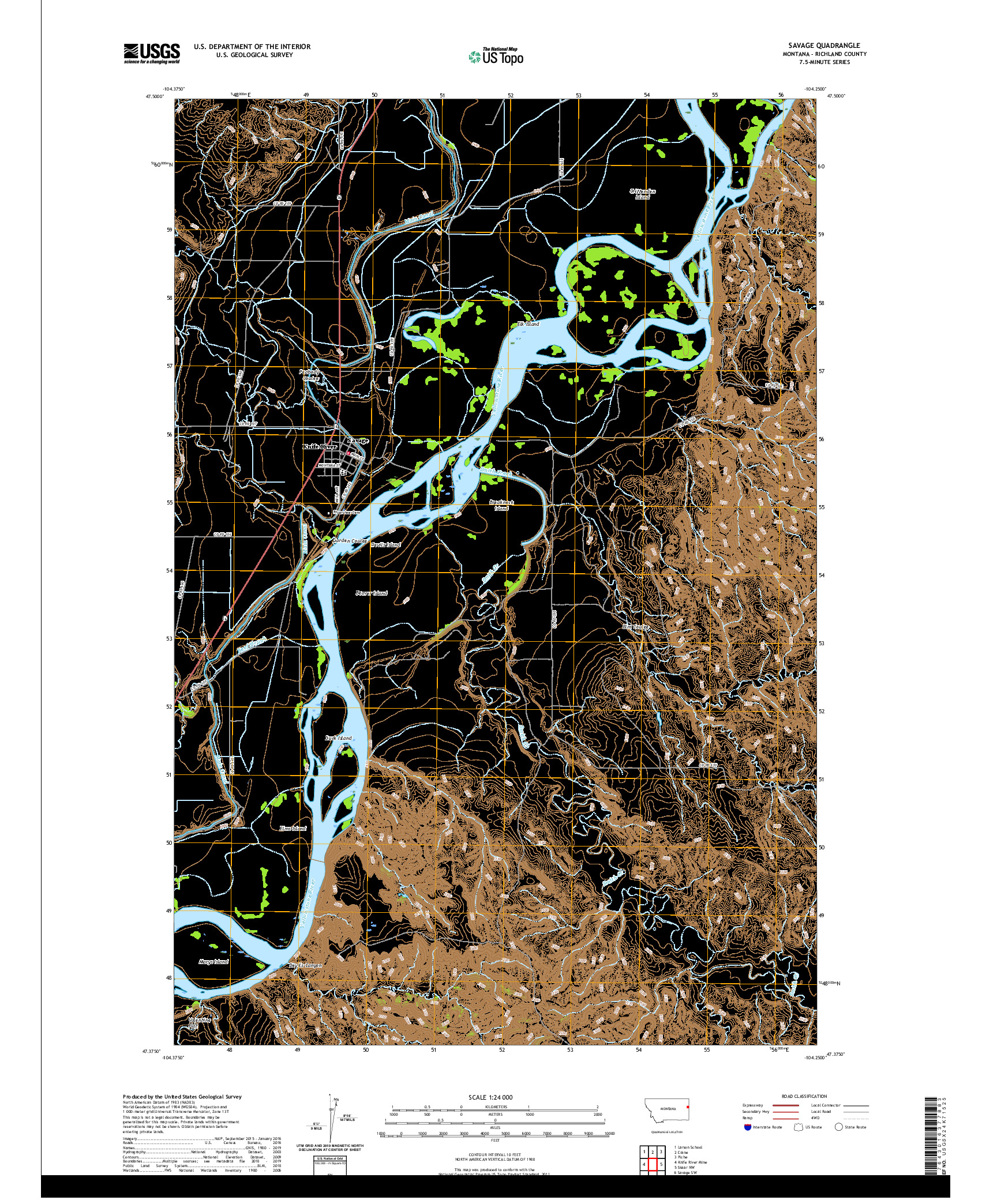 USGS US TOPO 7.5-MINUTE MAP FOR SAVAGE, MT 2020