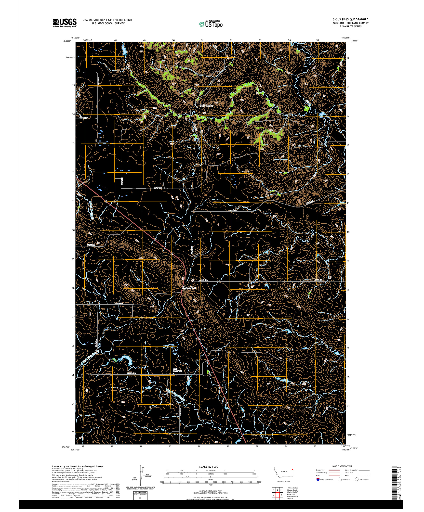 USGS US TOPO 7.5-MINUTE MAP FOR SIOUX PASS, MT 2020