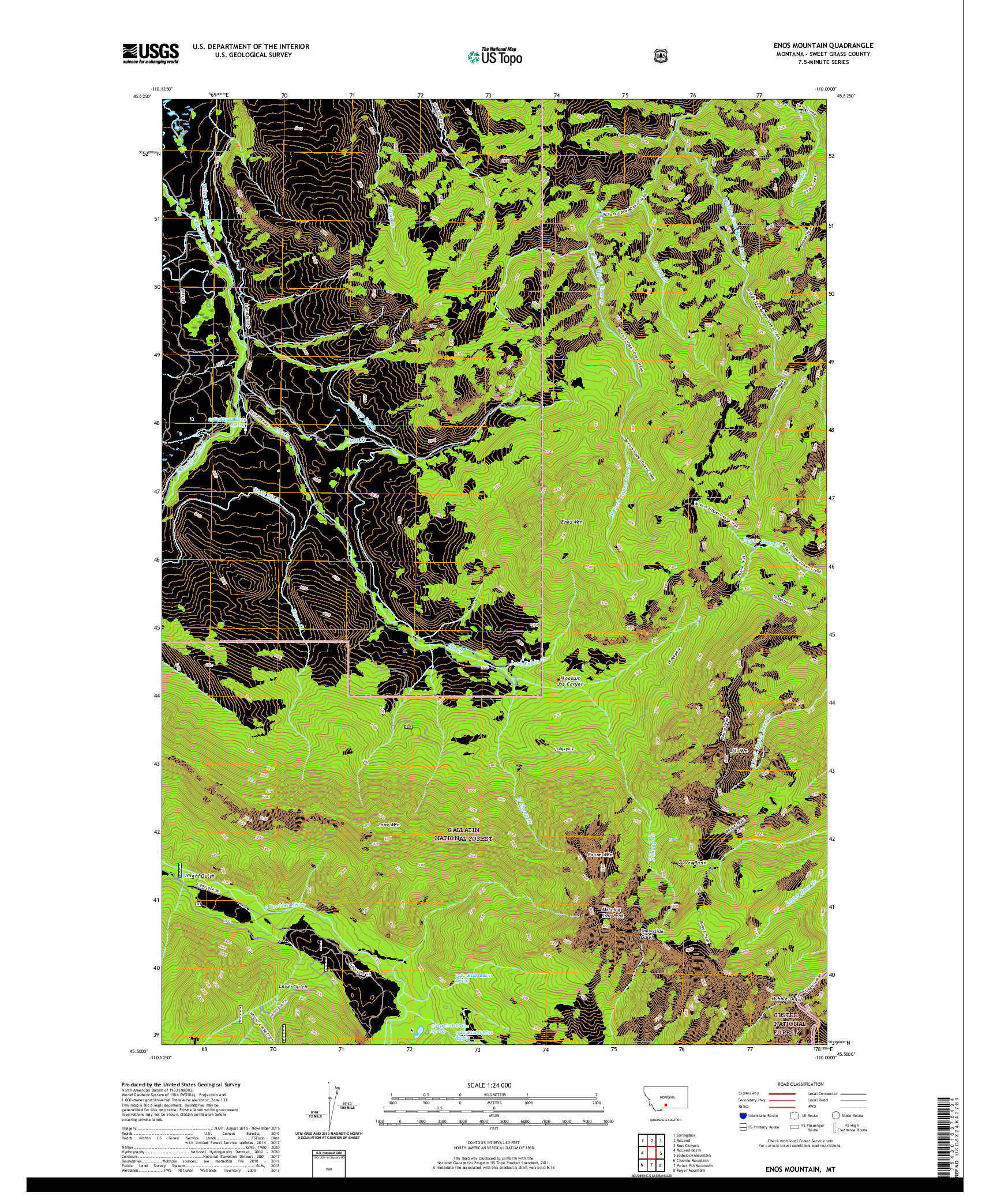 USGS US TOPO 7.5-MINUTE MAP FOR ENOS MOUNTAIN, MT 2020