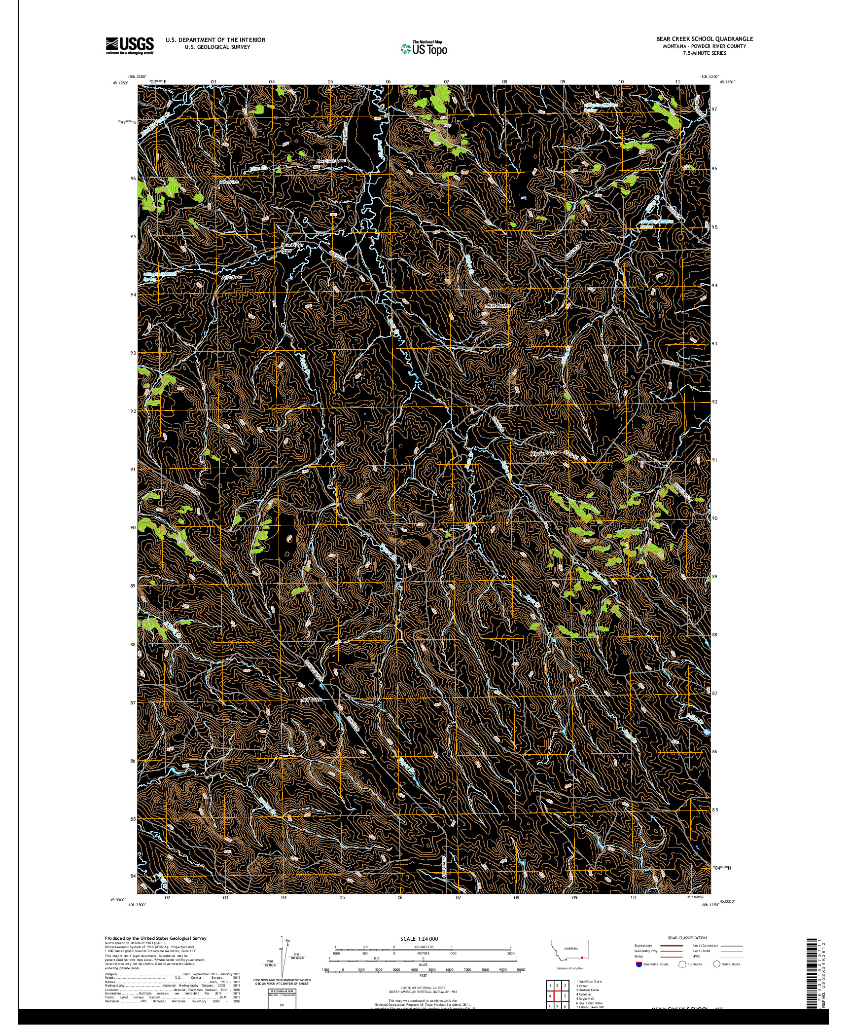 USGS US TOPO 7.5-MINUTE MAP FOR BEAR CREEK SCHOOL, MT 2020