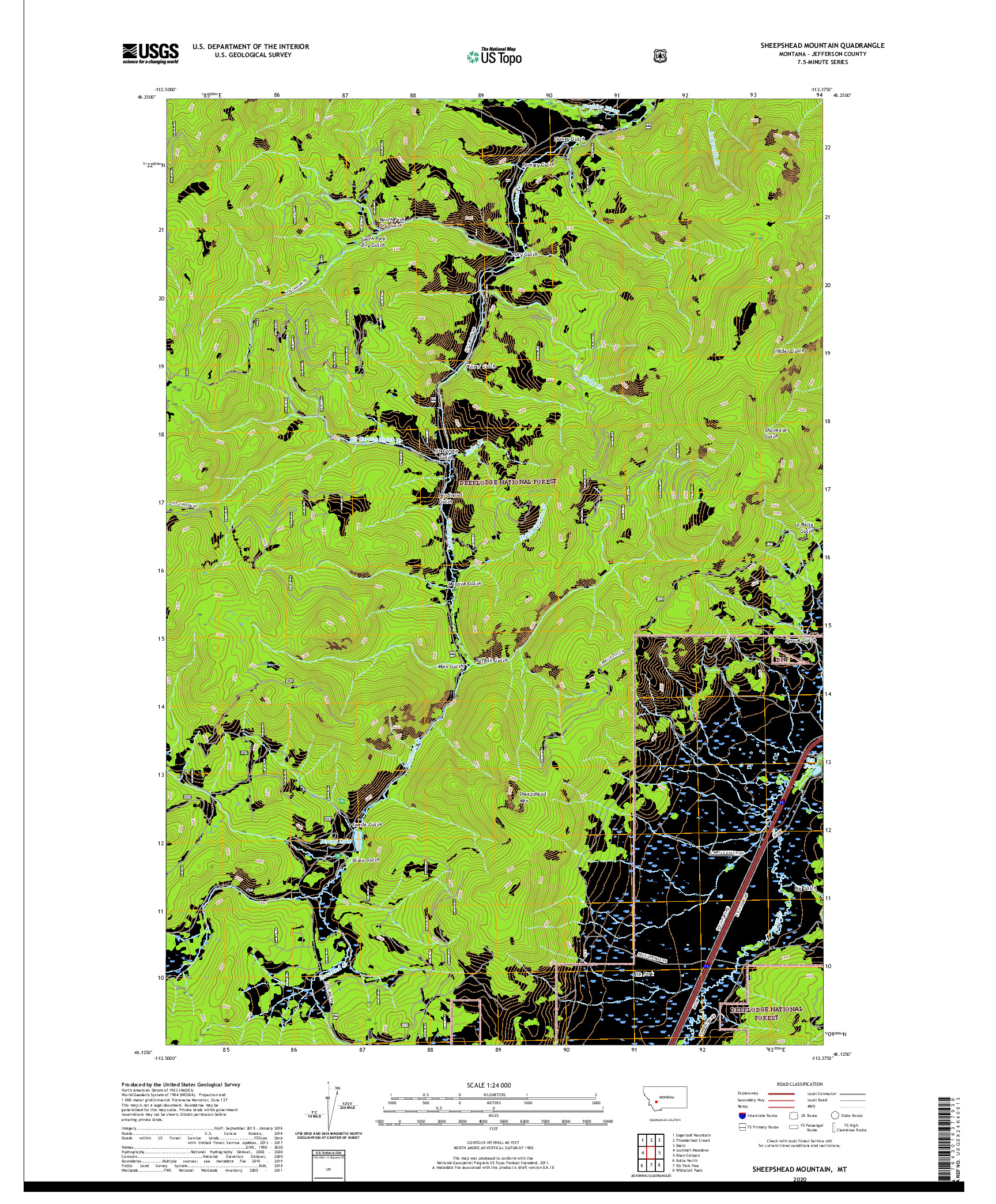 USGS US TOPO 7.5-MINUTE MAP FOR SHEEPSHEAD MOUNTAIN, MT 2020