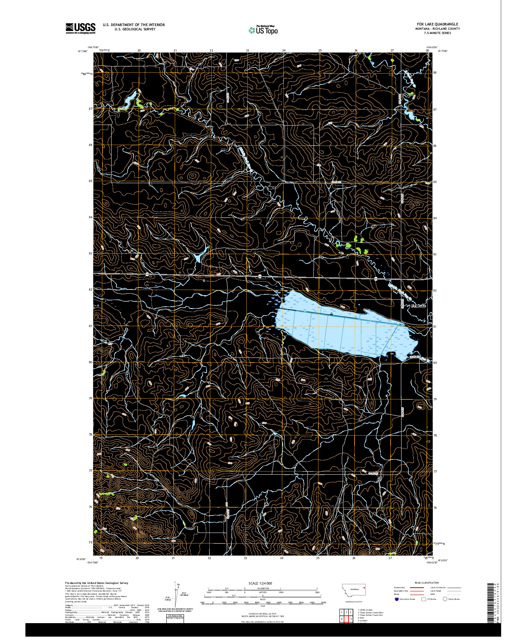 USGS US TOPO 7.5-MINUTE MAP FOR FOX LAKE, MT 2020