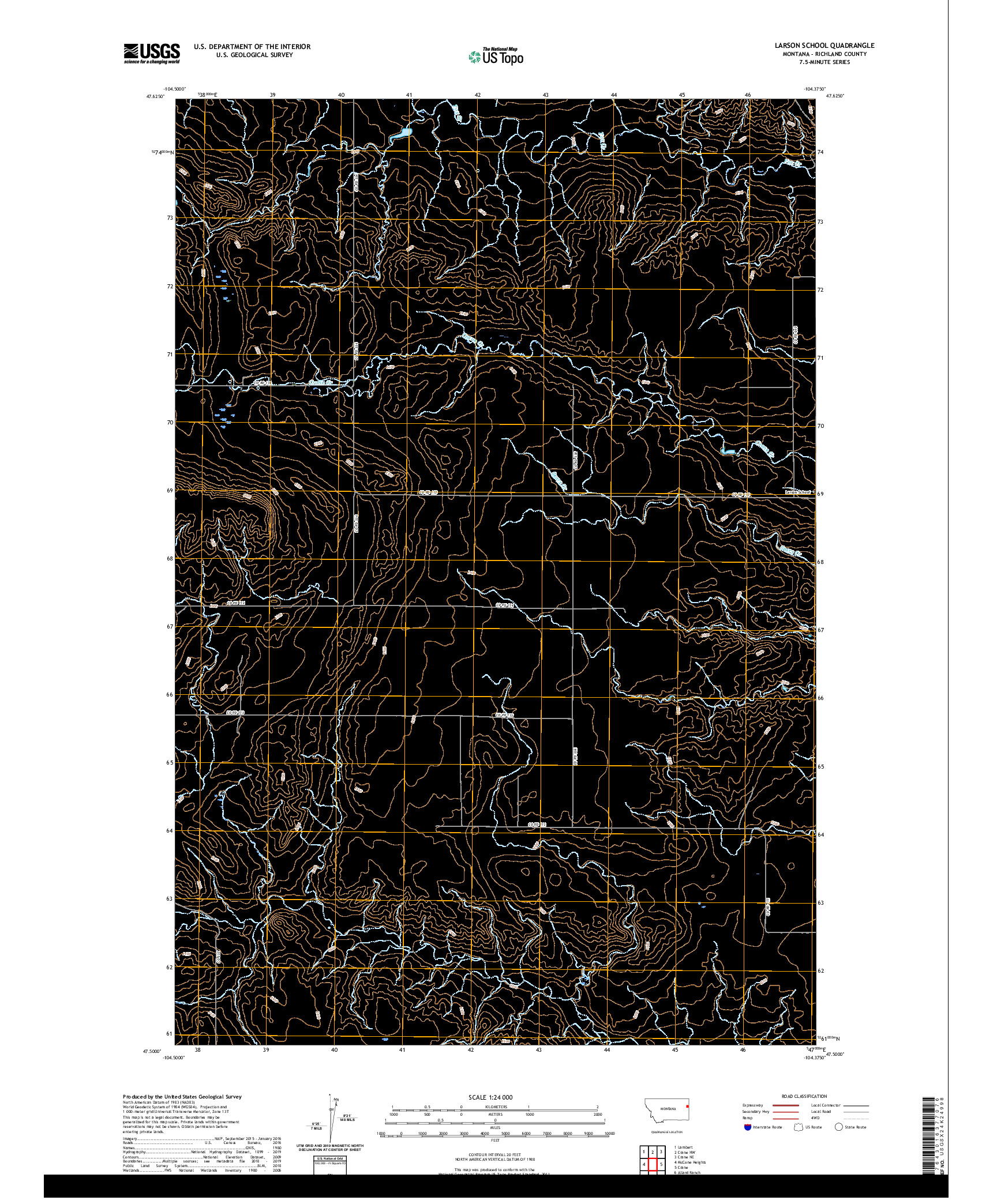 USGS US TOPO 7.5-MINUTE MAP FOR LARSON SCHOOL, MT 2020