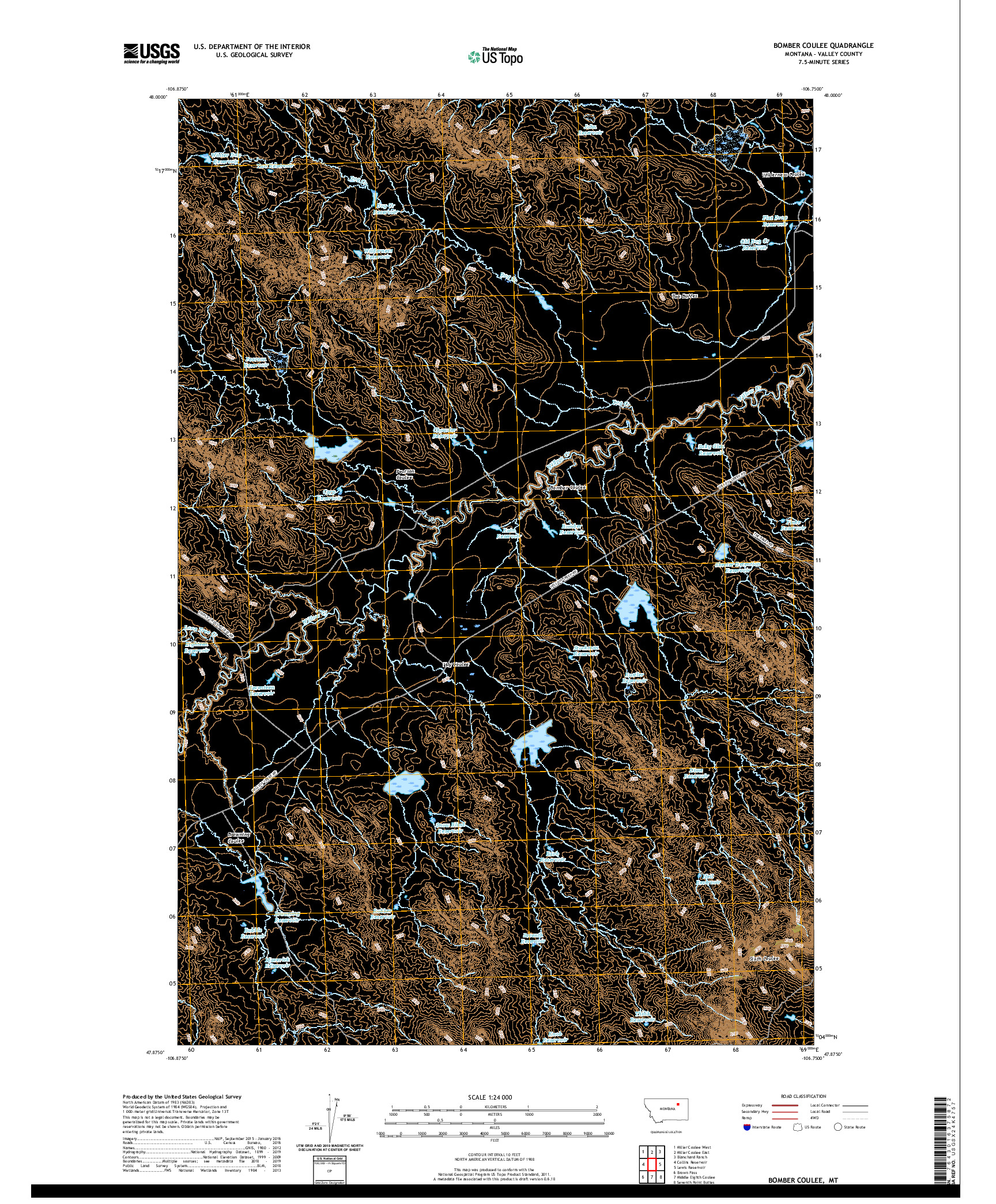 USGS US TOPO 7.5-MINUTE MAP FOR BOMBER COULEE, MT 2020