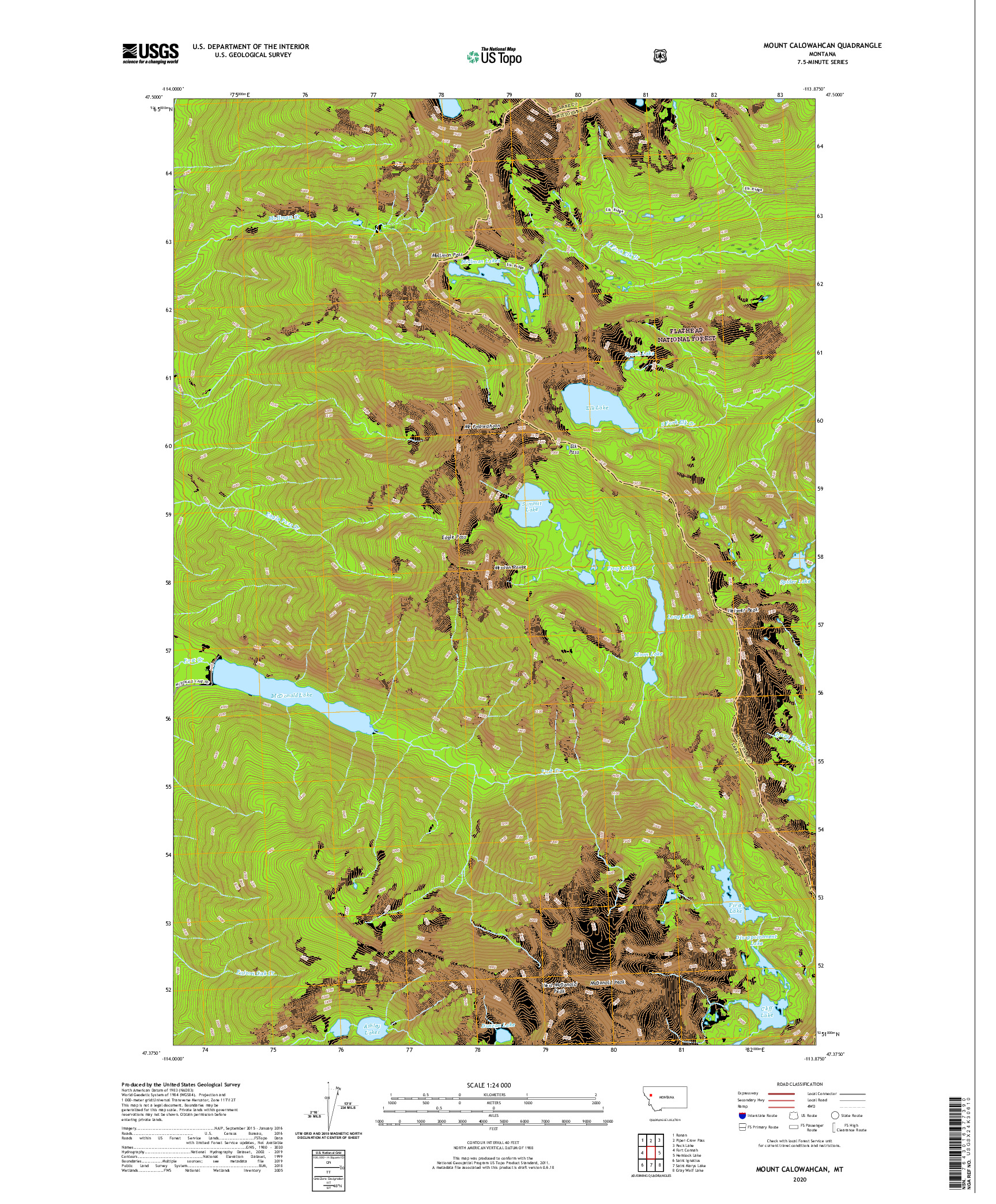 USGS US TOPO 7.5-MINUTE MAP FOR MOUNT CALOWAHCAN, MT 2020