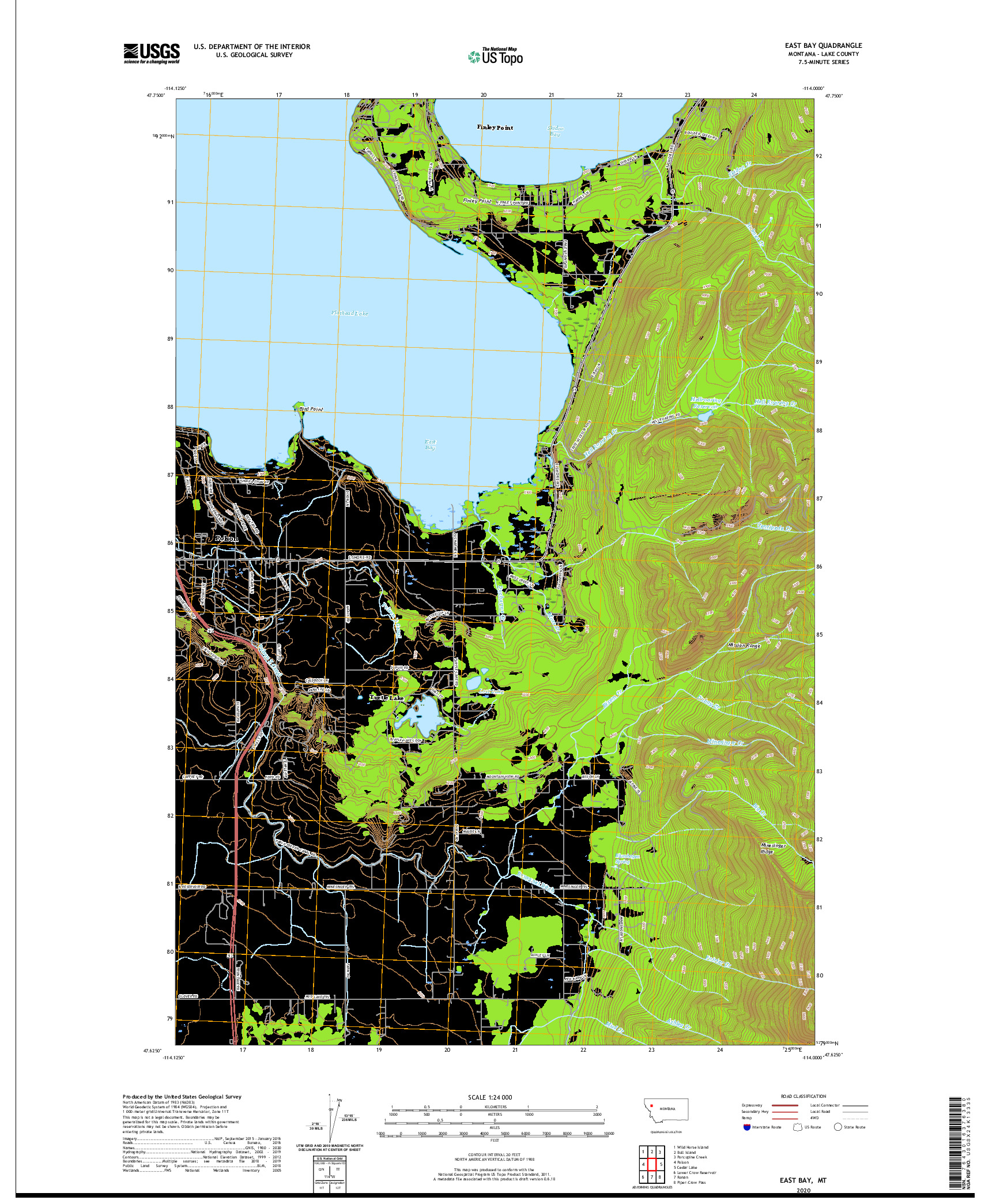 USGS US TOPO 7.5-MINUTE MAP FOR EAST BAY, MT 2020