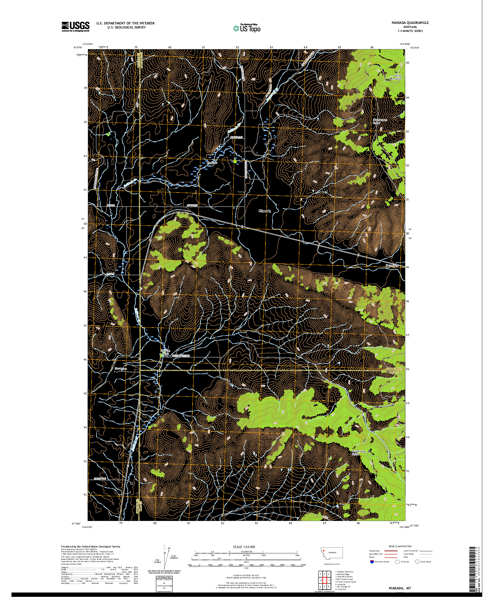 USGS US TOPO 7.5-MINUTE MAP FOR NIARADA, MT 2020
