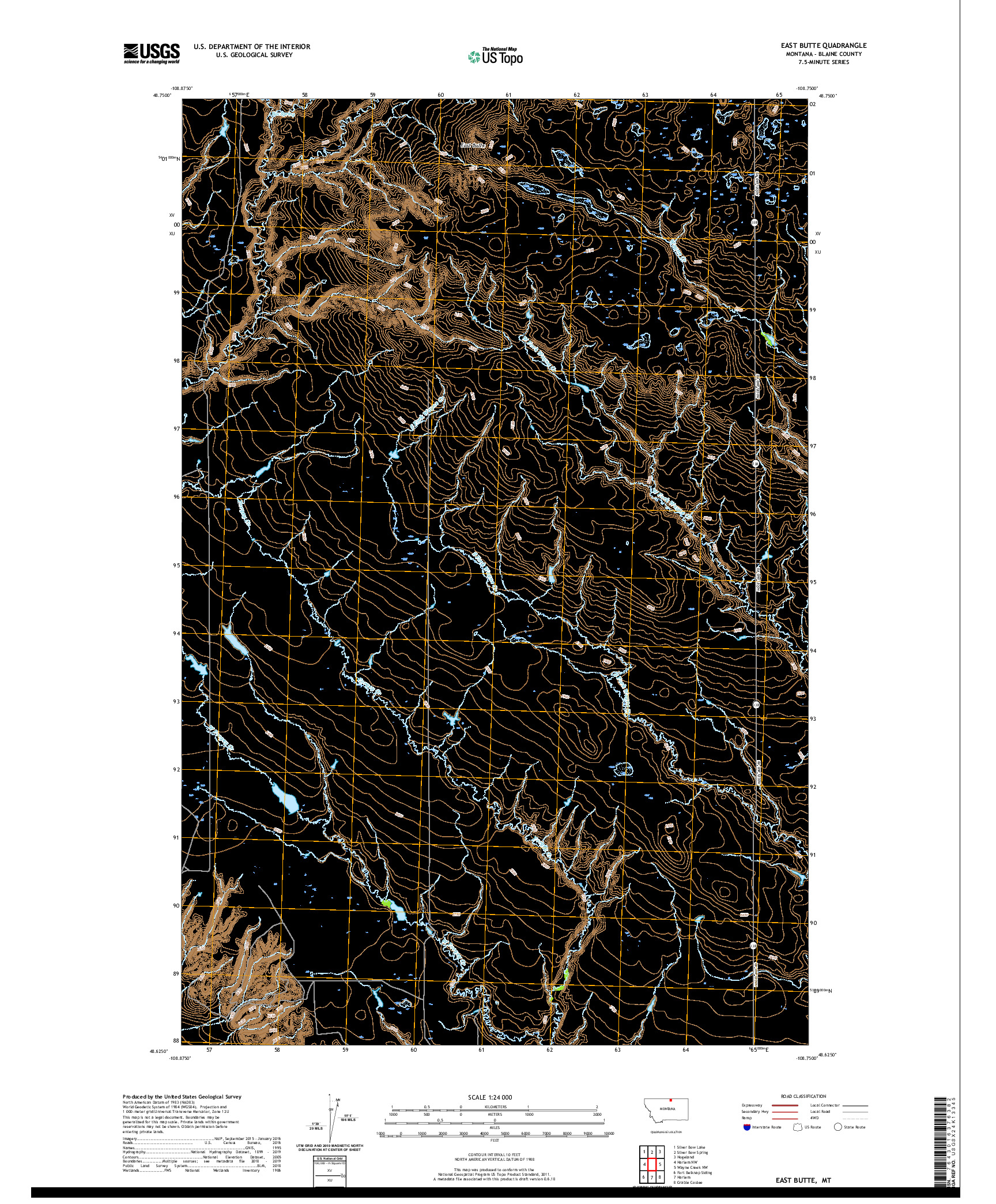 USGS US TOPO 7.5-MINUTE MAP FOR EAST BUTTE, MT 2020