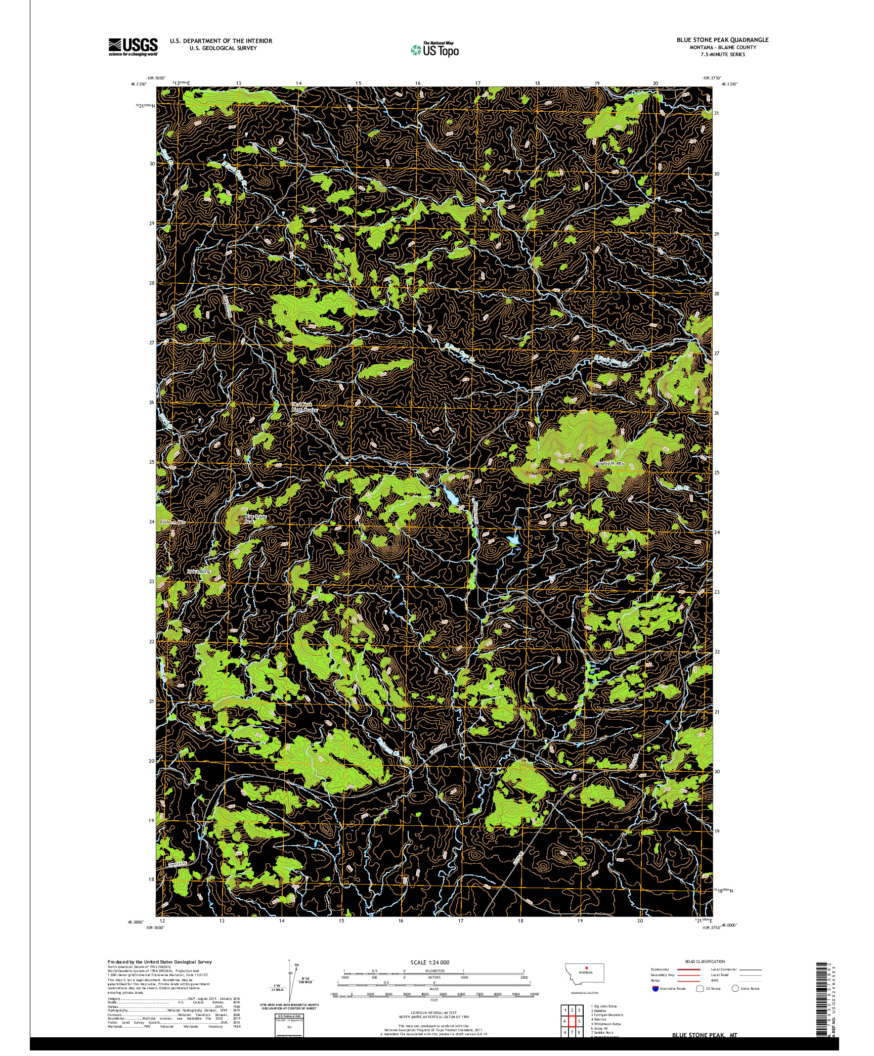 USGS US TOPO 7.5-MINUTE MAP FOR BLUE STONE PEAK, MT 2020