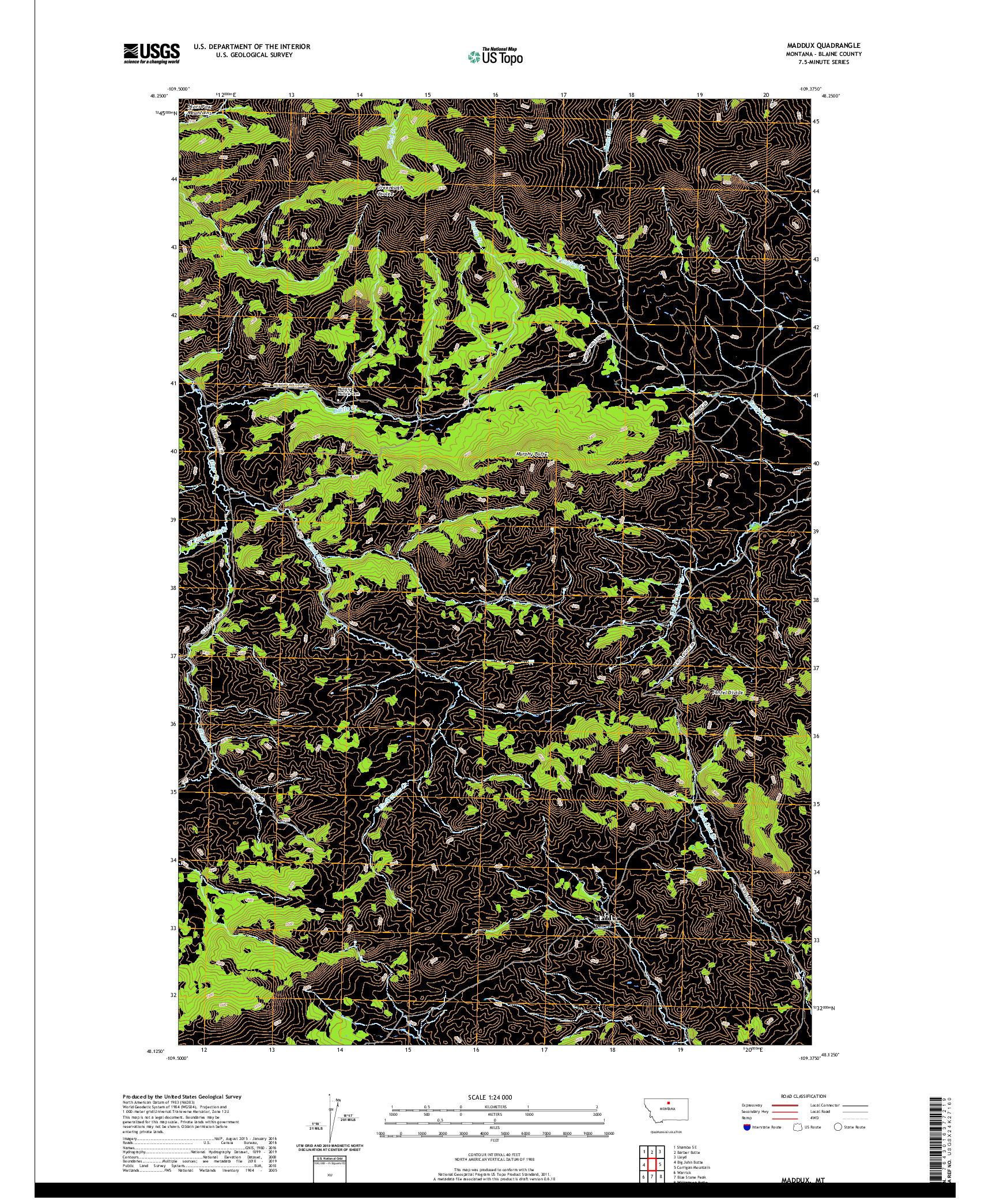 USGS US TOPO 7.5-MINUTE MAP FOR MADDUX, MT 2020