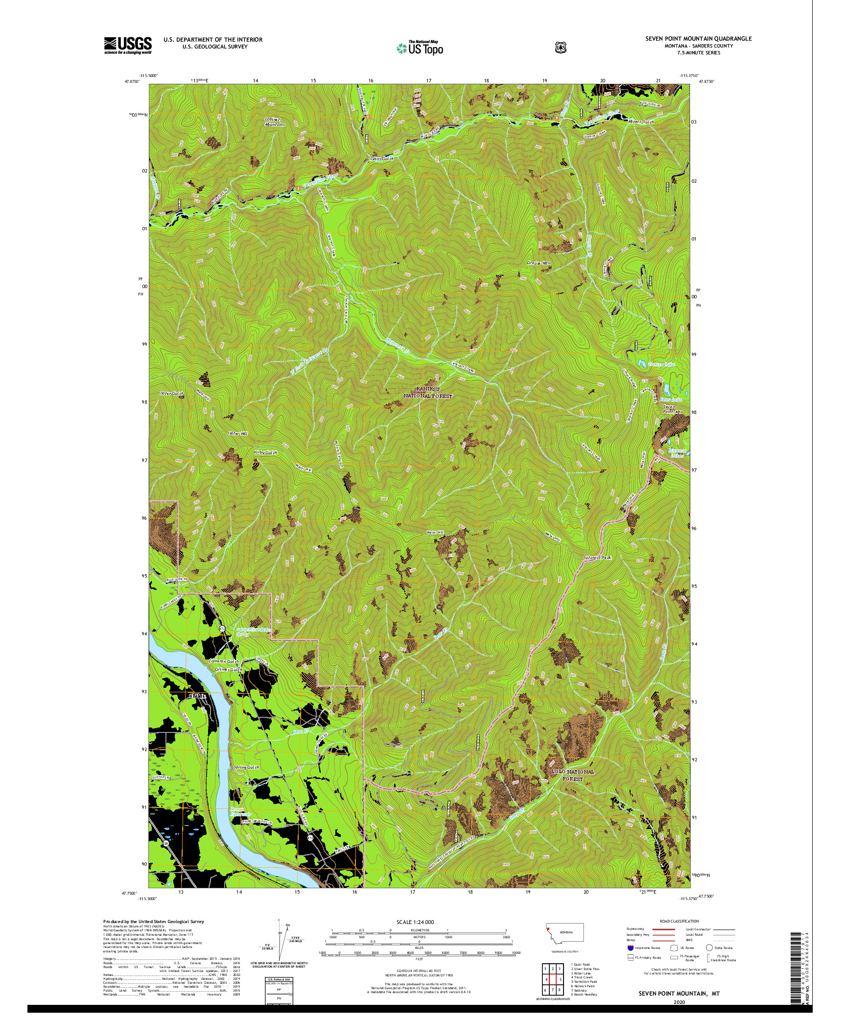 USGS US TOPO 7.5-MINUTE MAP FOR SEVEN POINT MOUNTAIN, MT 2020