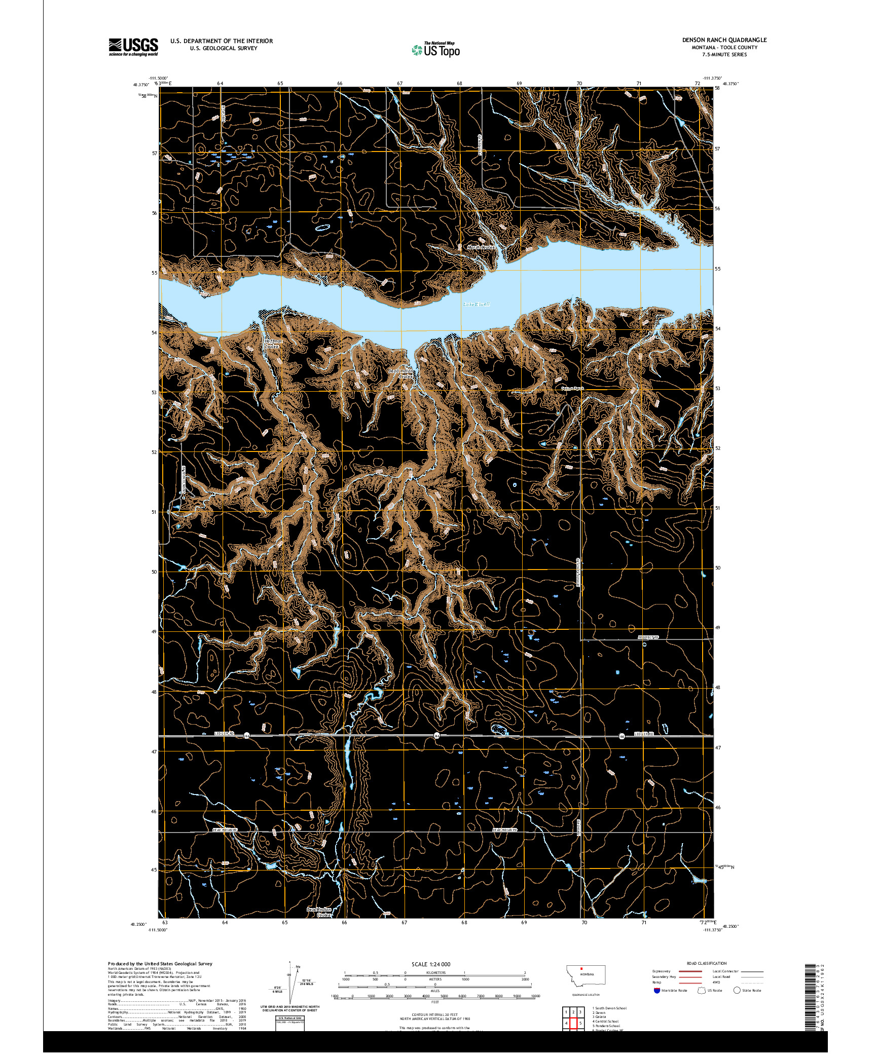 USGS US TOPO 7.5-MINUTE MAP FOR DENSON RANCH, MT 2020