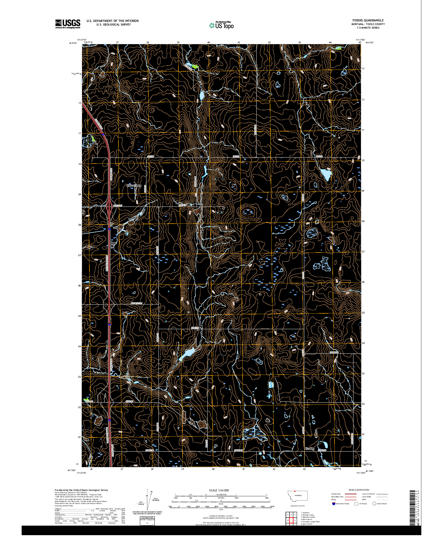 USGS US TOPO 7.5-MINUTE MAP FOR FERDIG, MT 2020