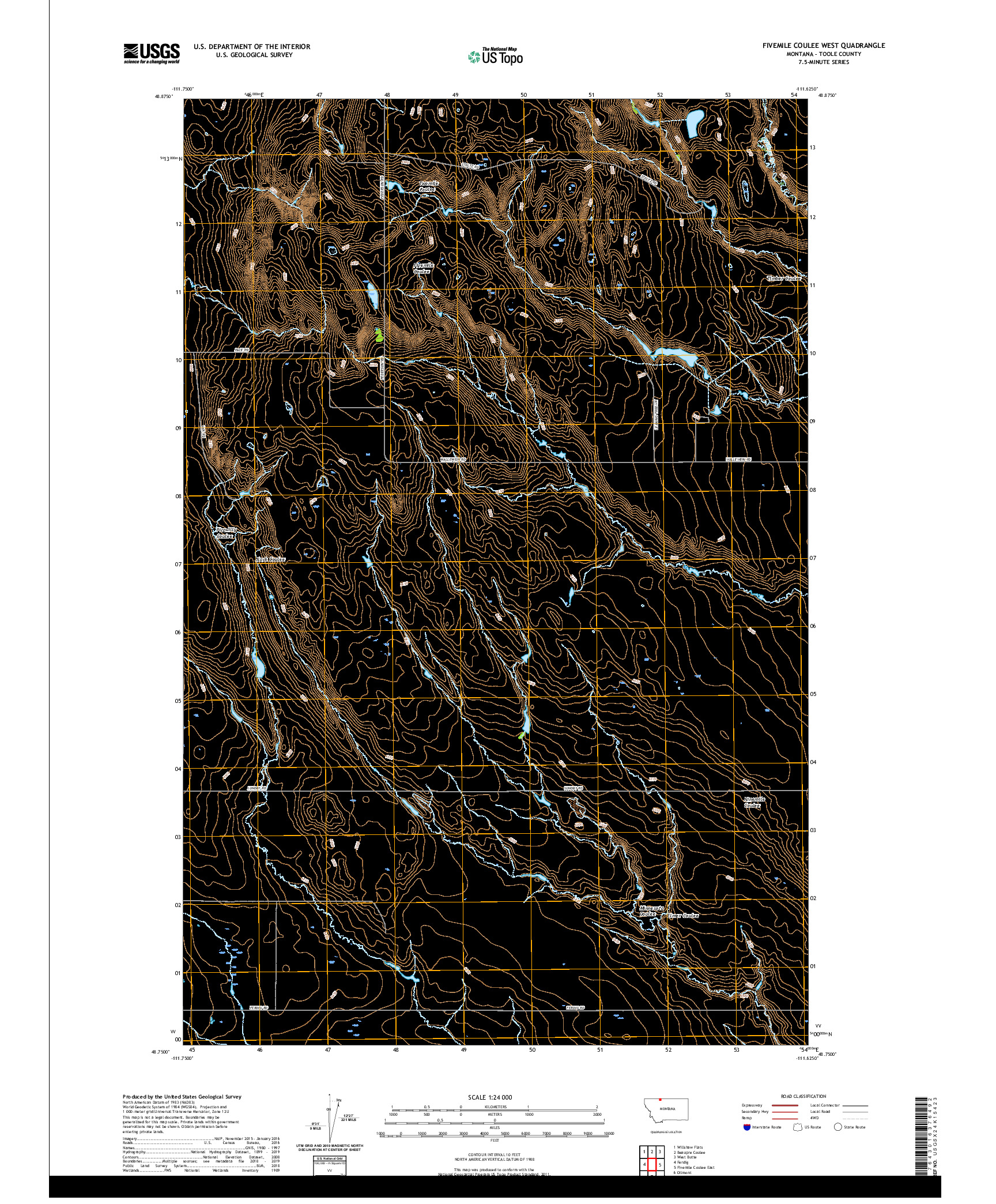 USGS US TOPO 7.5-MINUTE MAP FOR FIVEMILE COULEE WEST, MT 2020