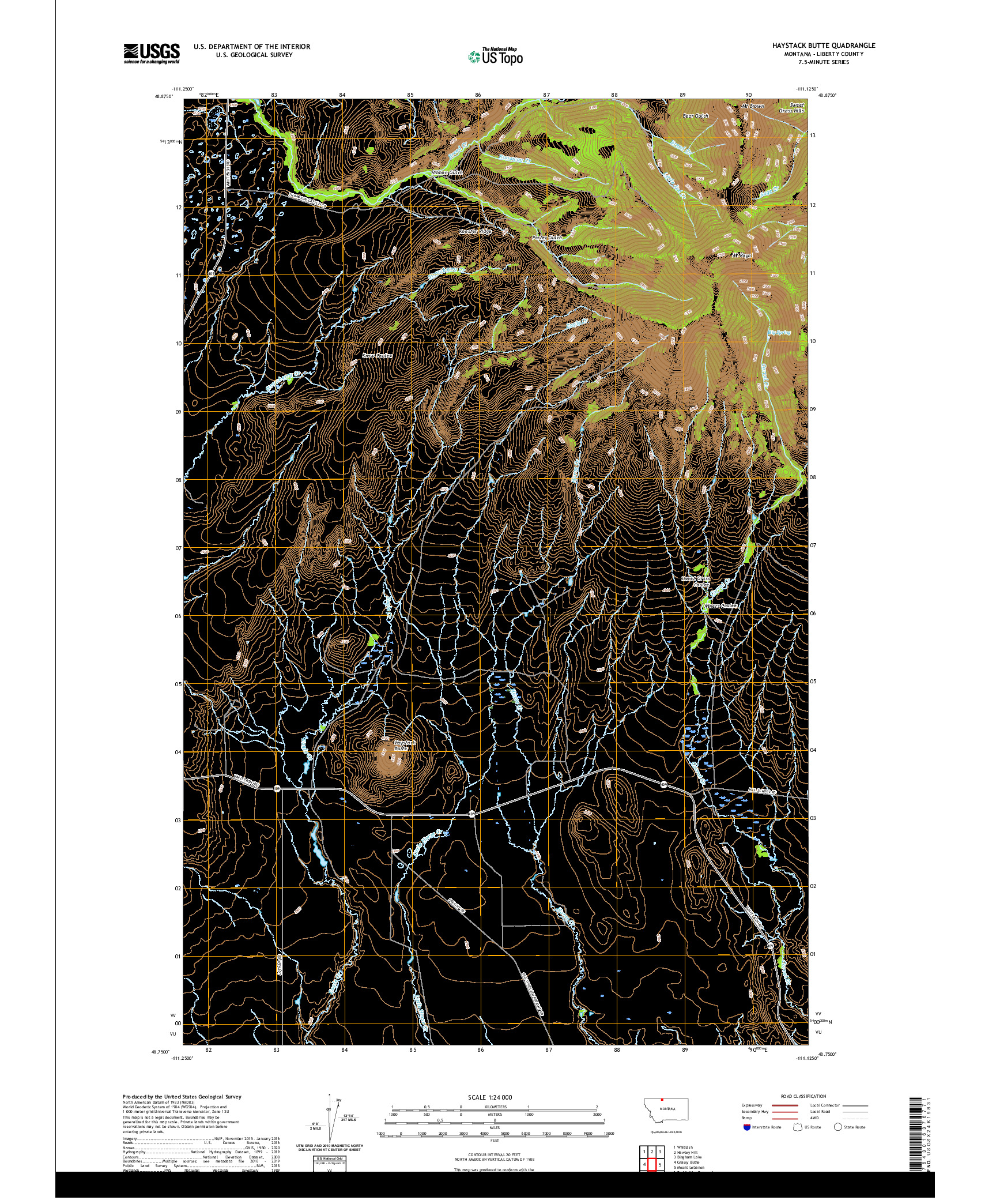 USGS US TOPO 7.5-MINUTE MAP FOR HAYSTACK BUTTE, MT 2020