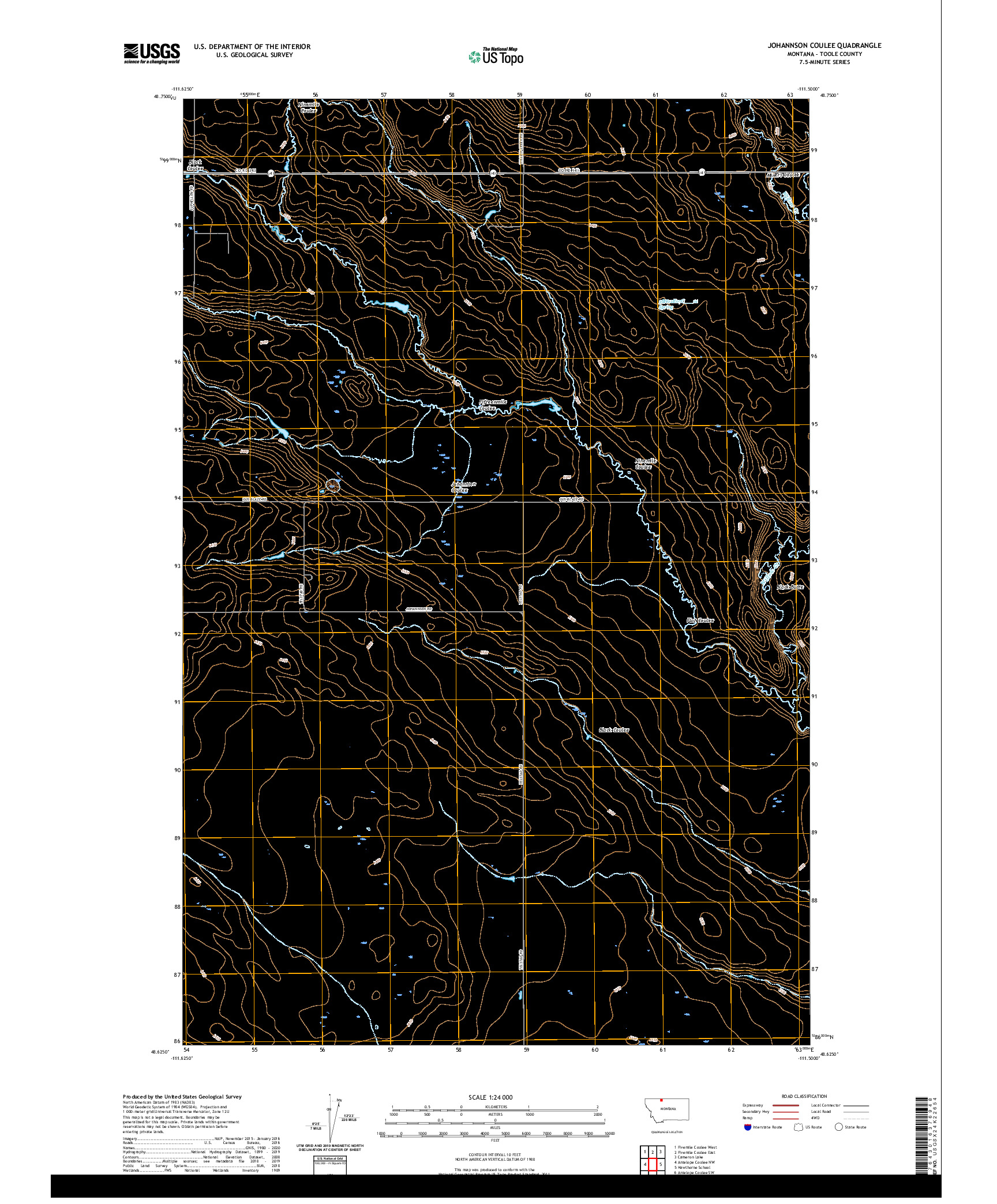 USGS US TOPO 7.5-MINUTE MAP FOR JOHANNSON COULEE, MT 2020