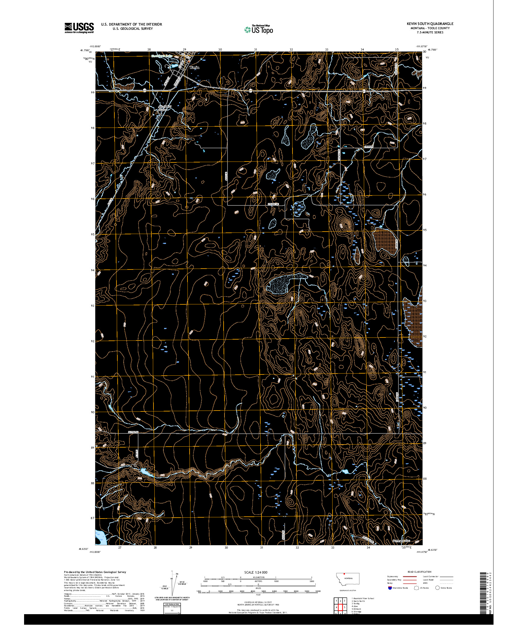 USGS US TOPO 7.5-MINUTE MAP FOR KEVIN SOUTH, MT 2020