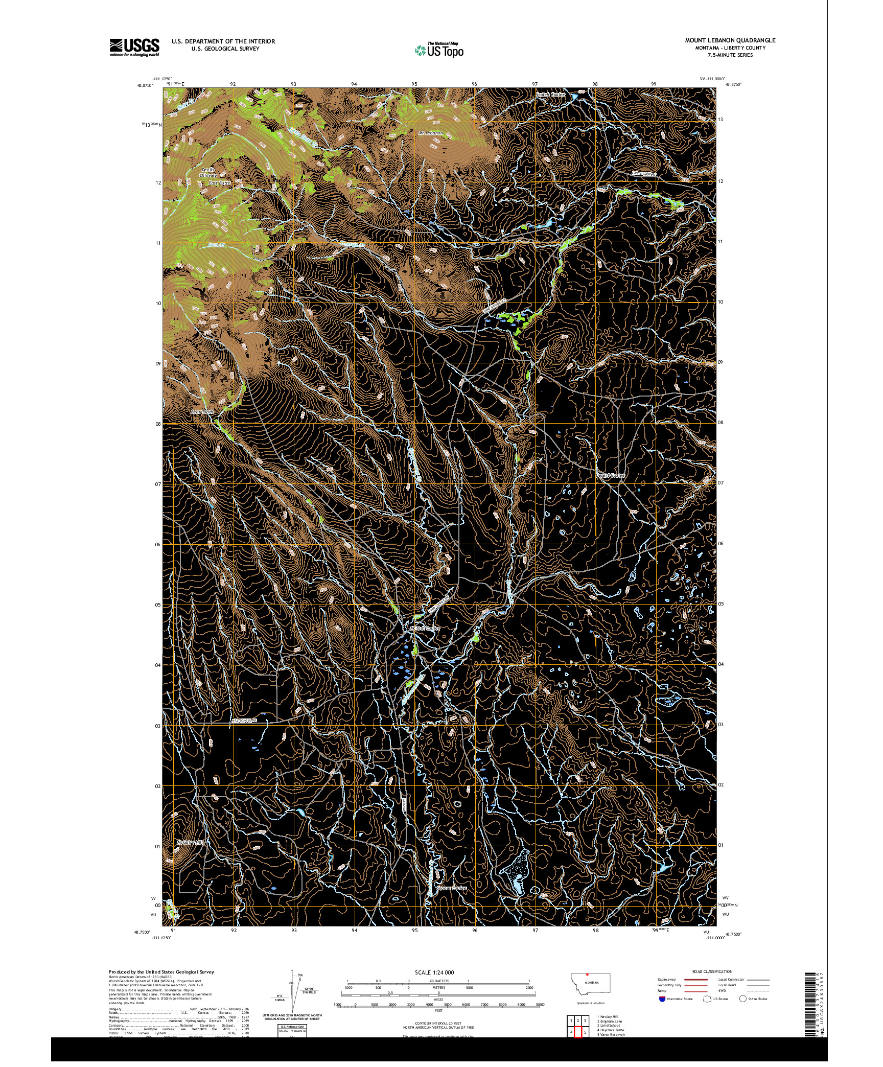 USGS US TOPO 7.5-MINUTE MAP FOR MOUNT LEBANON, MT 2020