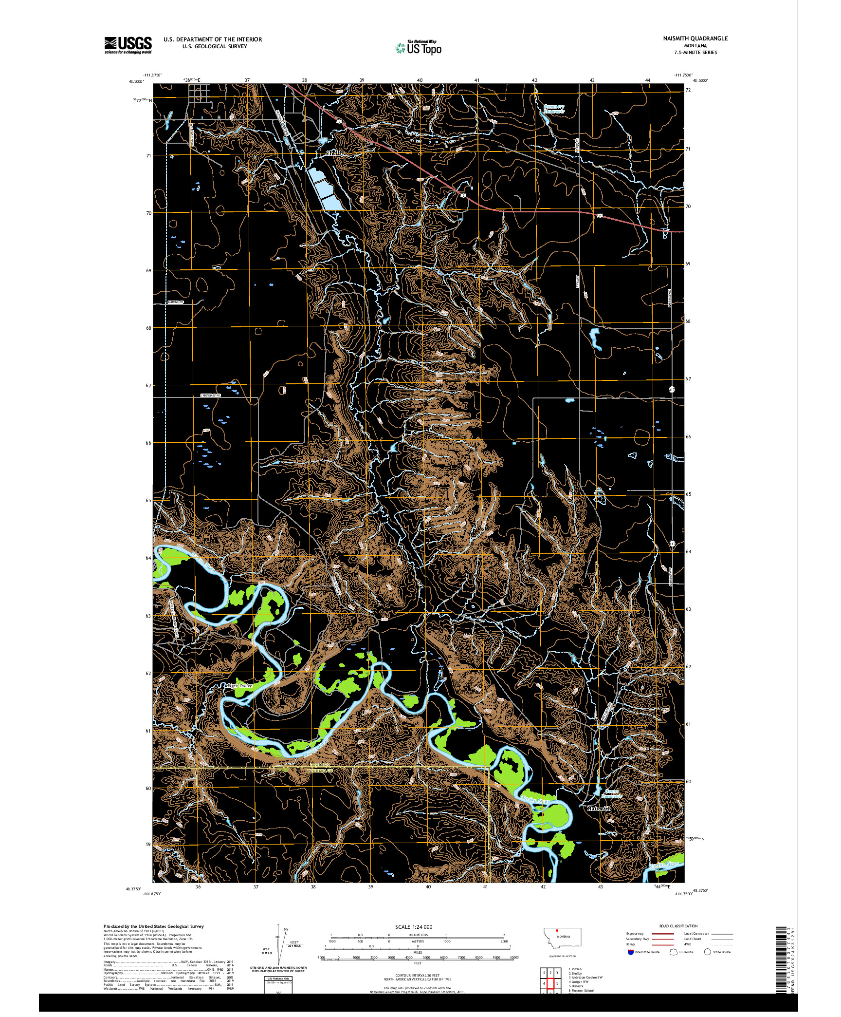 USGS US TOPO 7.5-MINUTE MAP FOR NAISMITH, MT 2020