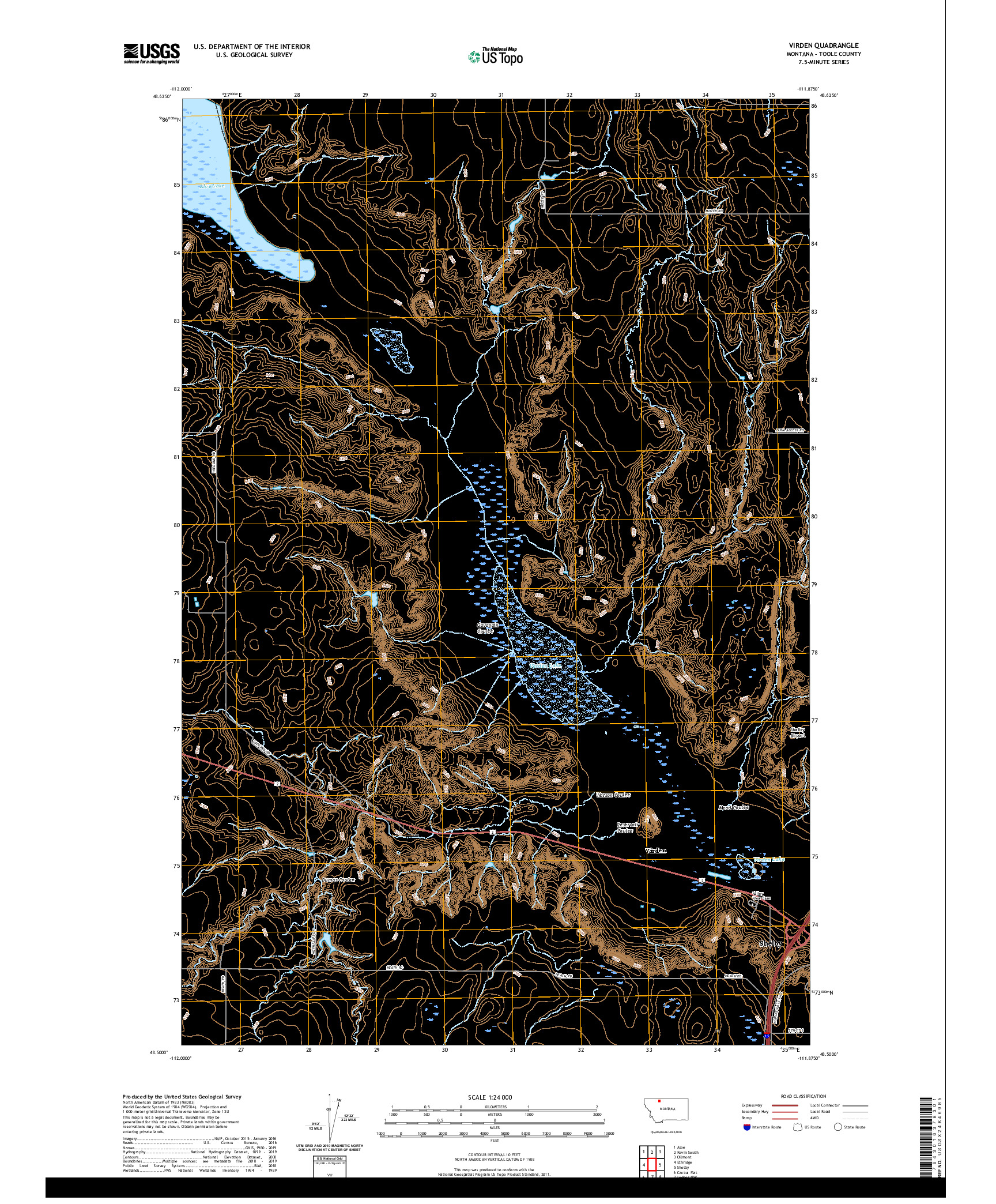USGS US TOPO 7.5-MINUTE MAP FOR VIRDEN, MT 2020