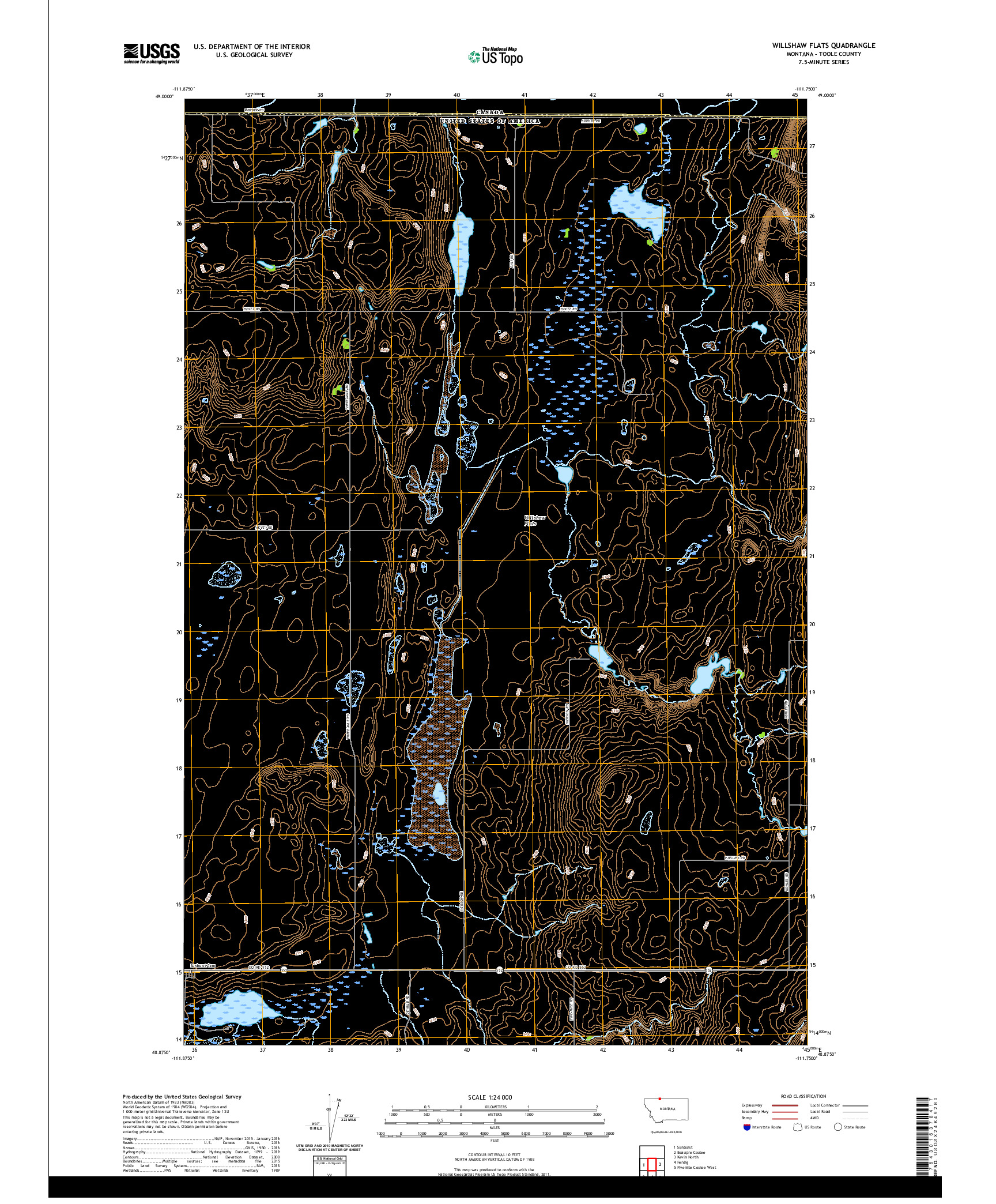 USGS US TOPO 7.5-MINUTE MAP FOR WILLSHAW FLATS, MT,AB 2020