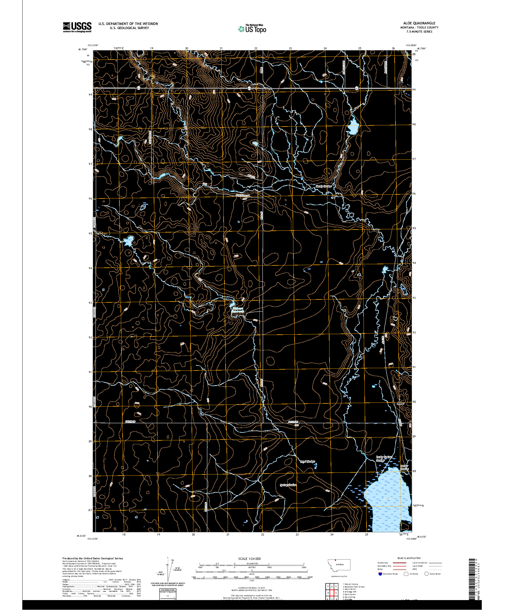 USGS US TOPO 7.5-MINUTE MAP FOR ALOE, MT 2020