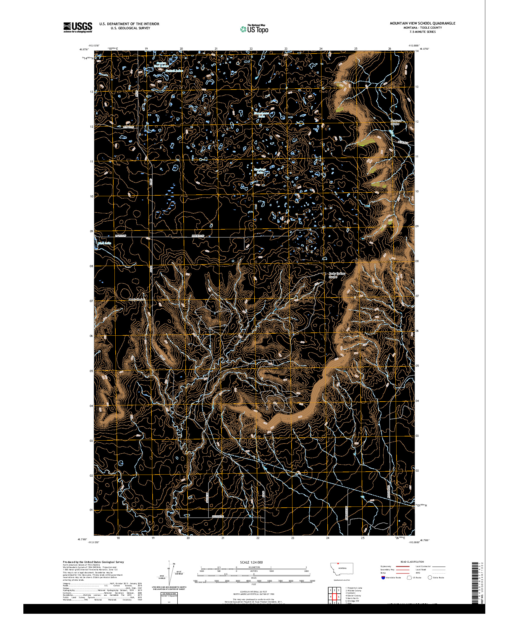 USGS US TOPO 7.5-MINUTE MAP FOR MOUNTAIN VIEW SCHOOL, MT 2020