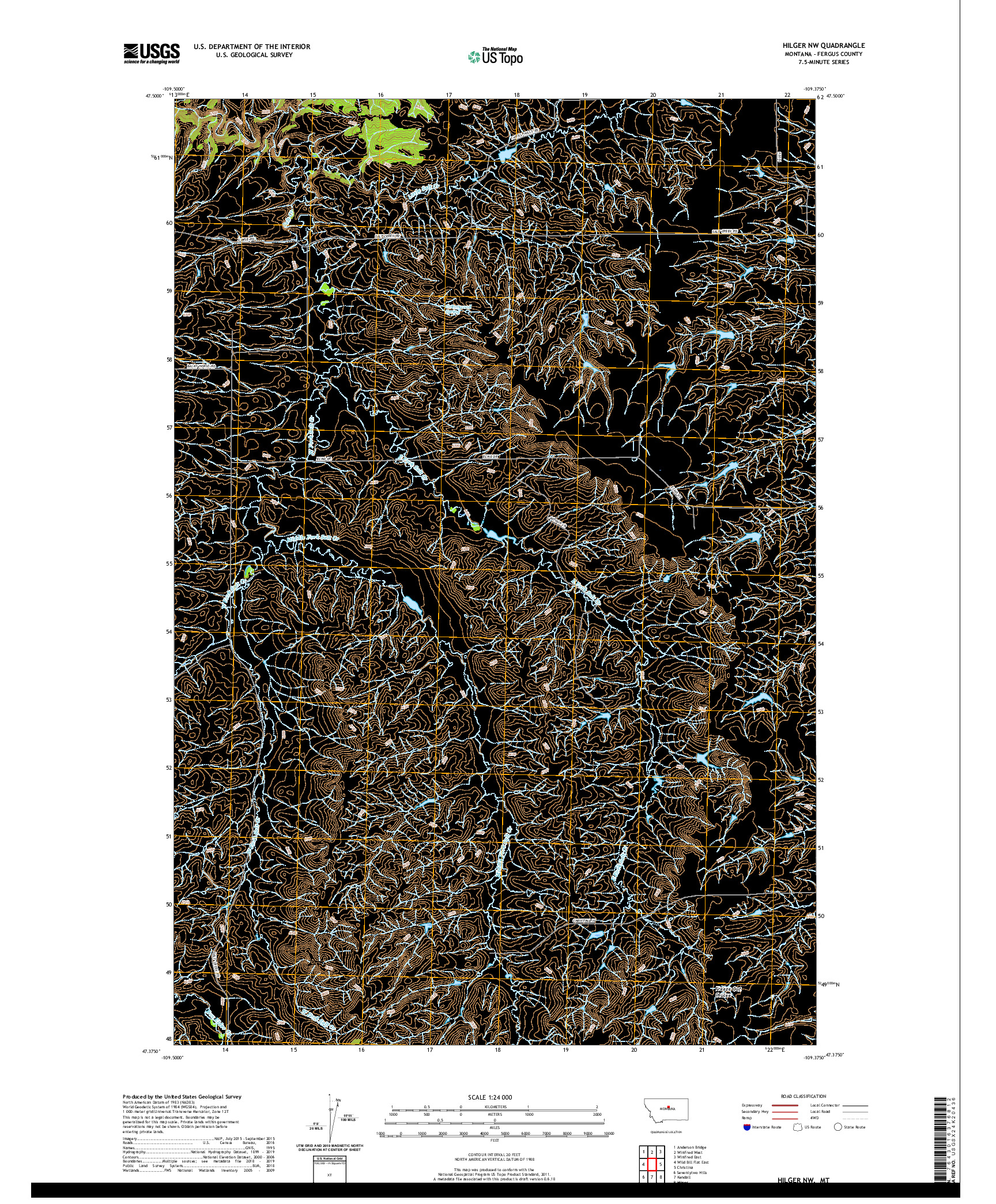 USGS US TOPO 7.5-MINUTE MAP FOR HILGER NW, MT 2020