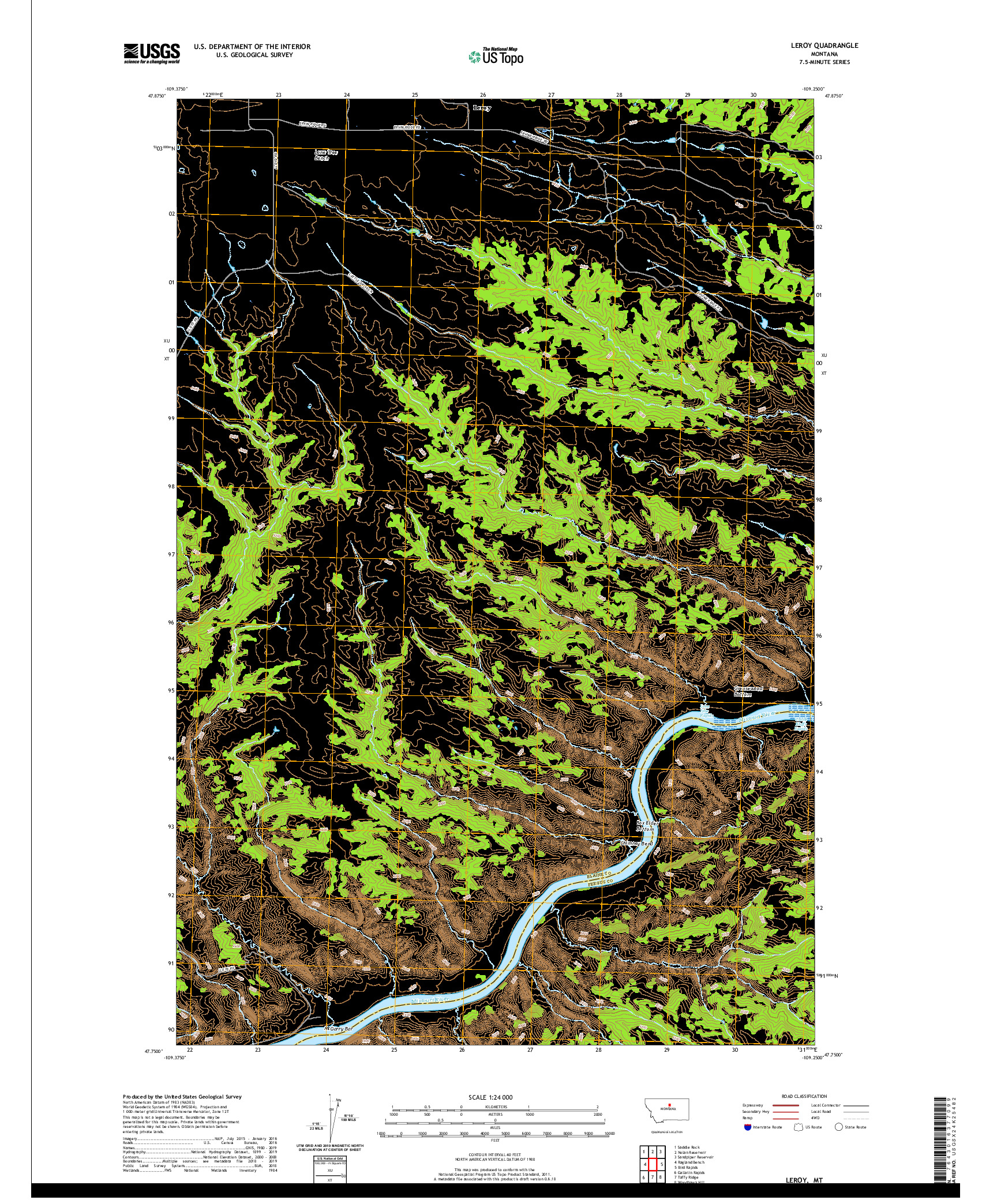 USGS US TOPO 7.5-MINUTE MAP FOR LEROY, MT 2020