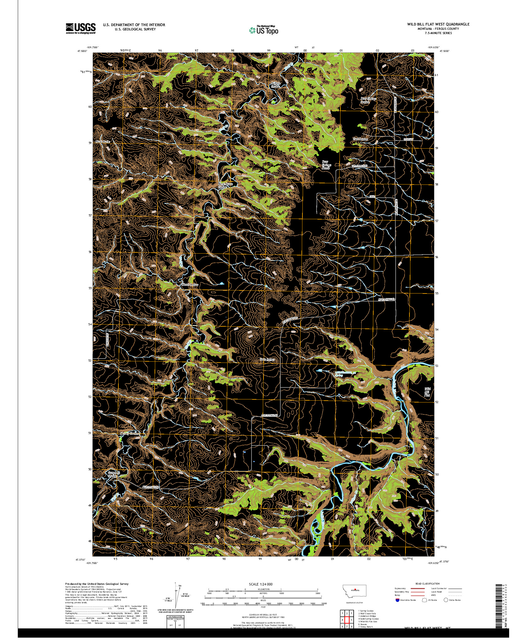 USGS US TOPO 7.5-MINUTE MAP FOR WILD BILL FLAT WEST, MT 2020