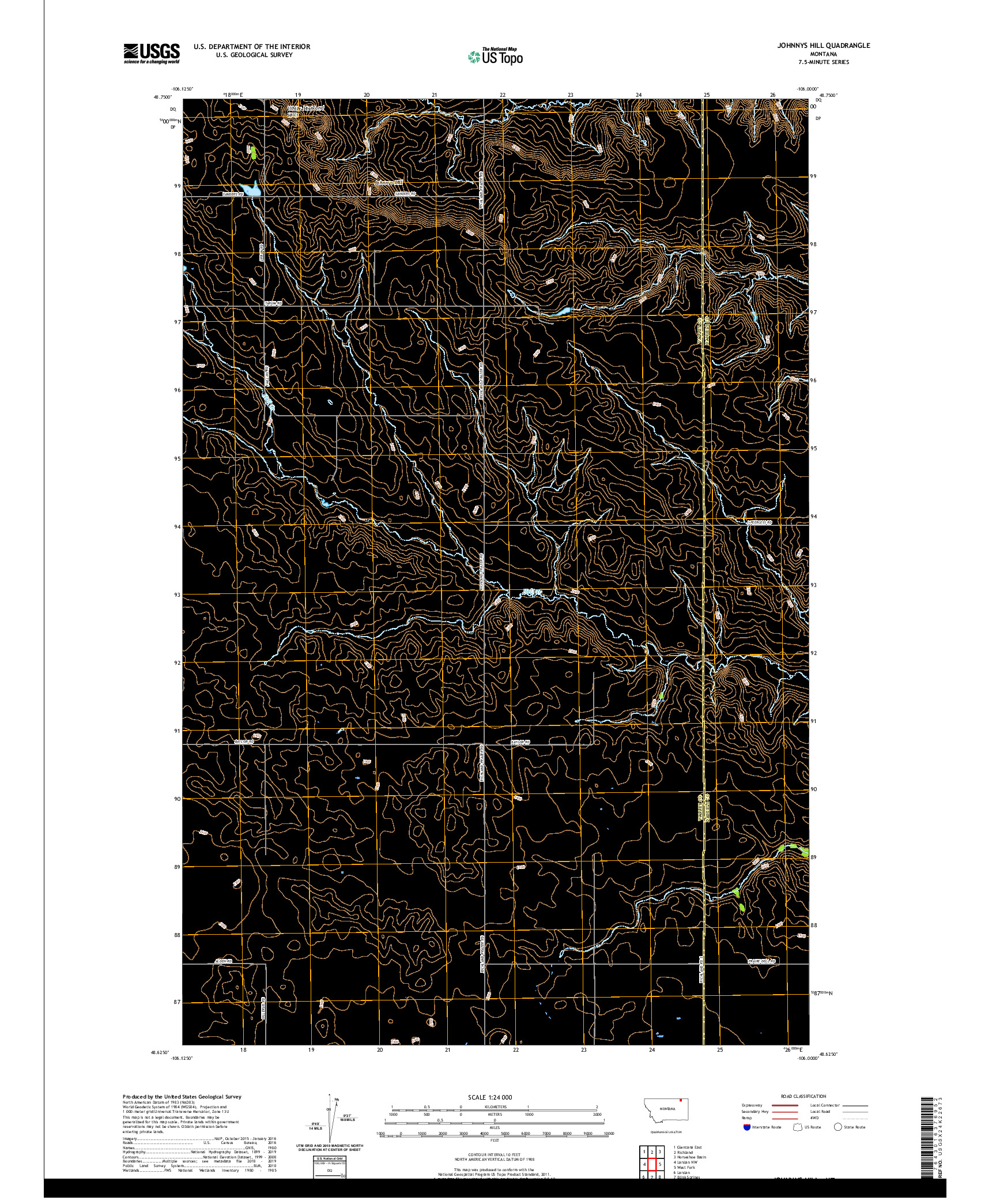 USGS US TOPO 7.5-MINUTE MAP FOR JOHNNYS HILL, MT 2020