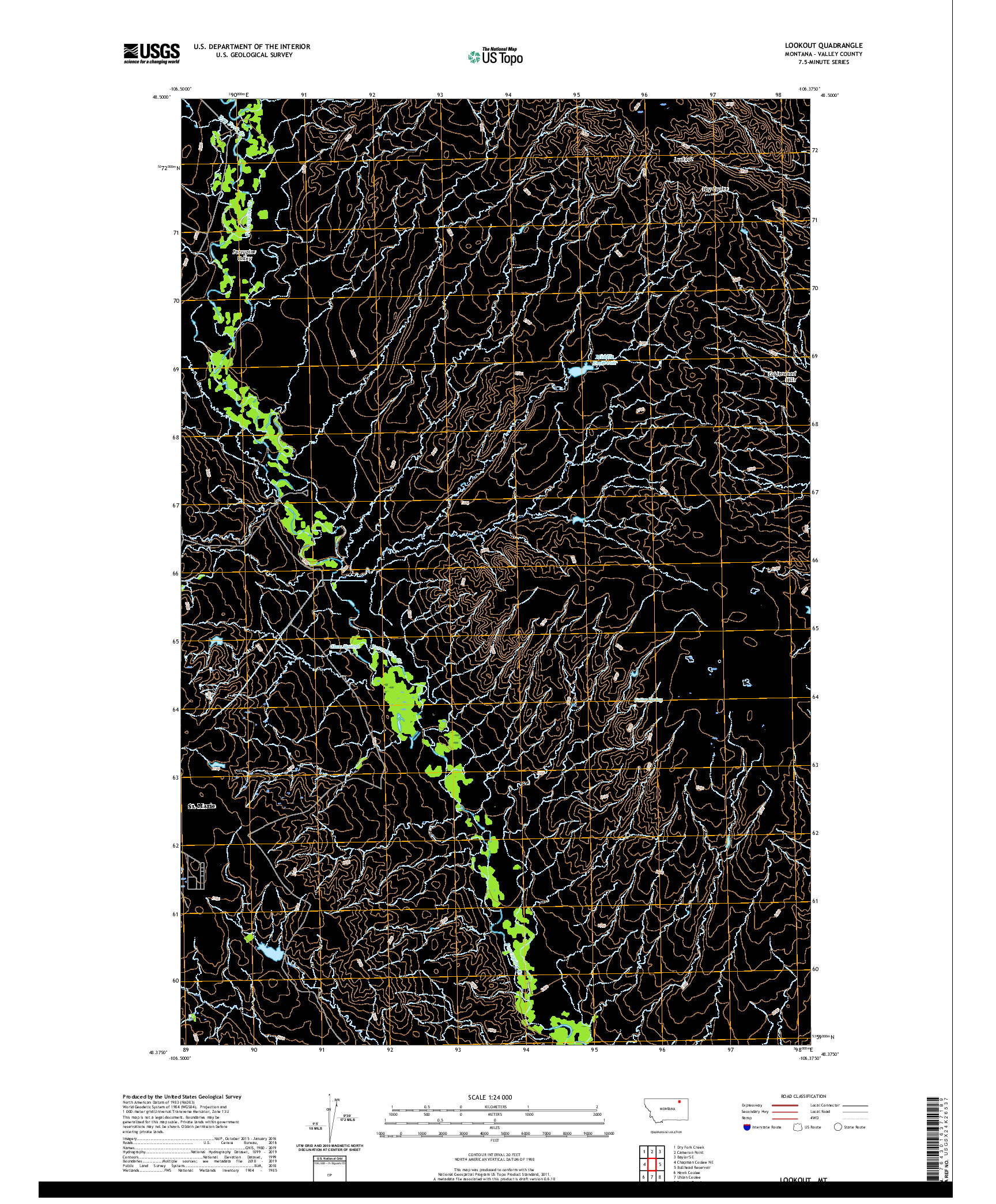 USGS US TOPO 7.5-MINUTE MAP FOR LOOKOUT, MT 2020