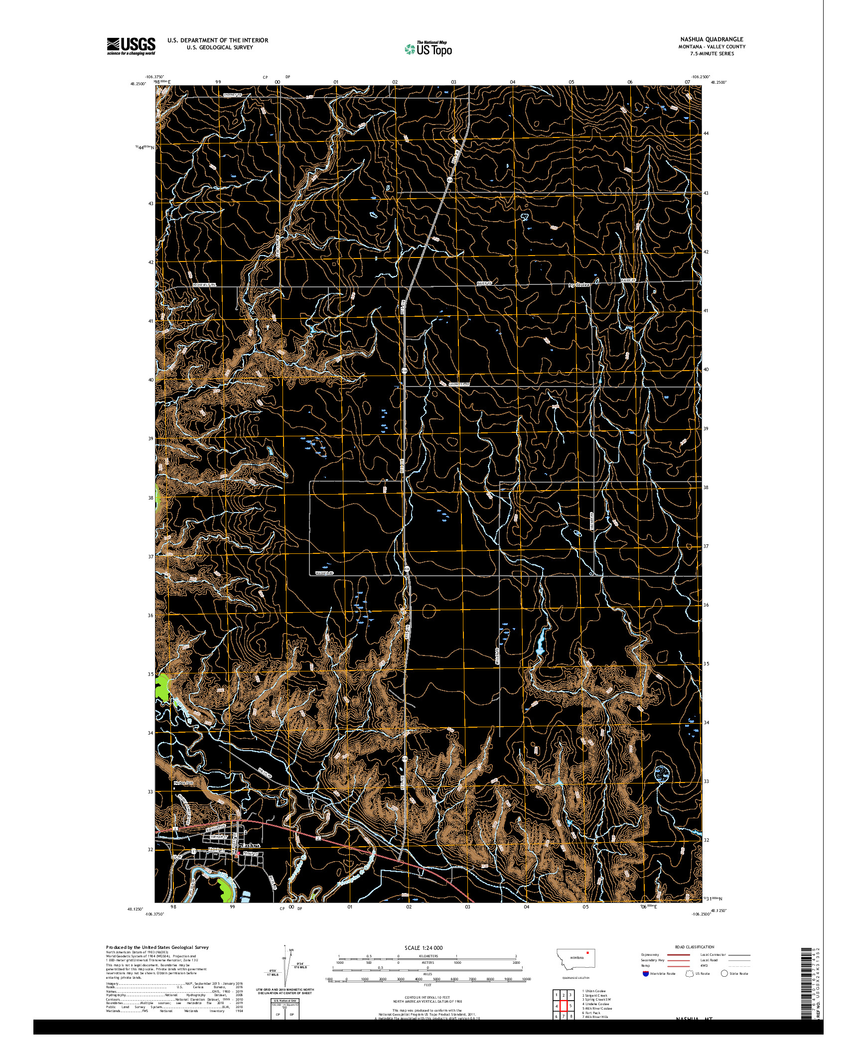 USGS US TOPO 7.5-MINUTE MAP FOR NASHUA, MT 2020