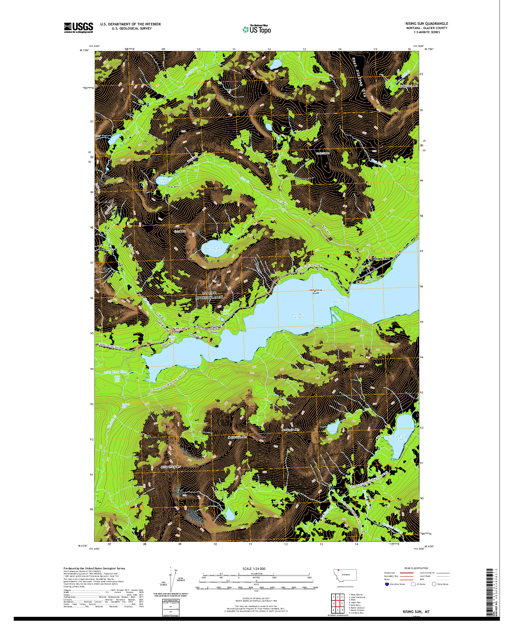 USGS US TOPO 7.5-MINUTE MAP FOR RISING SUN, MT 2020