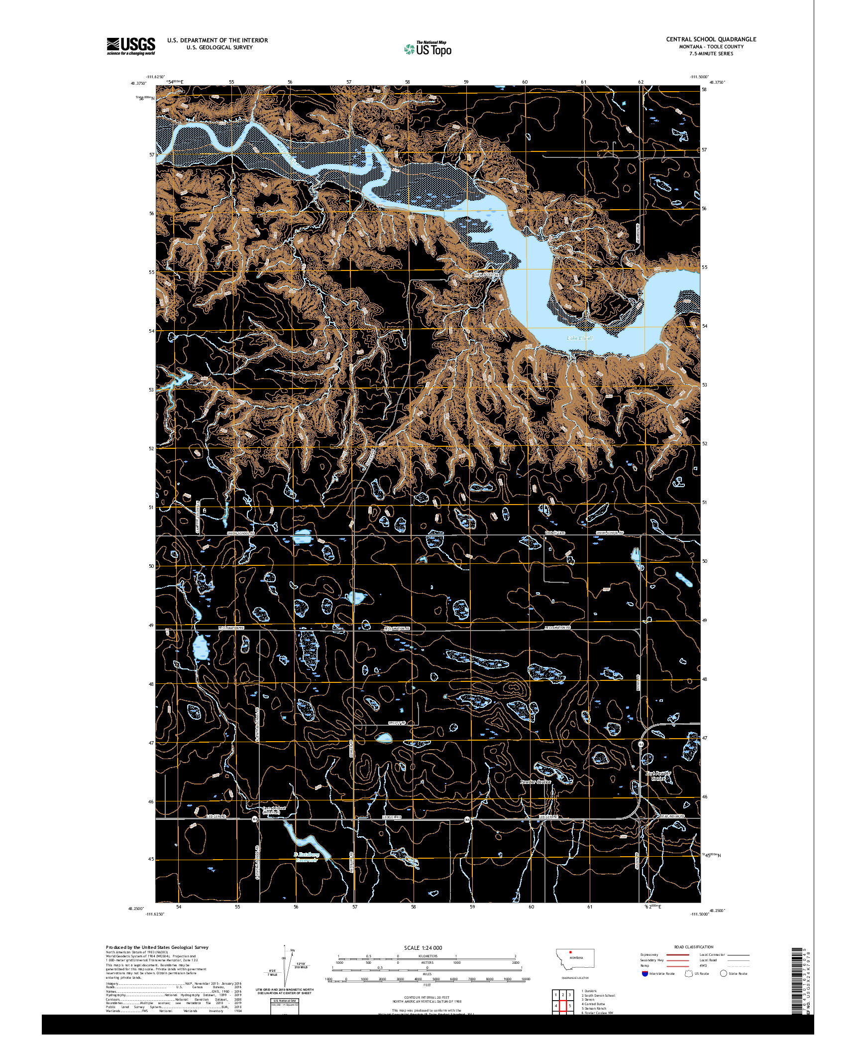 USGS US TOPO 7.5-MINUTE MAP FOR CENTRAL SCHOOL, MT 2020