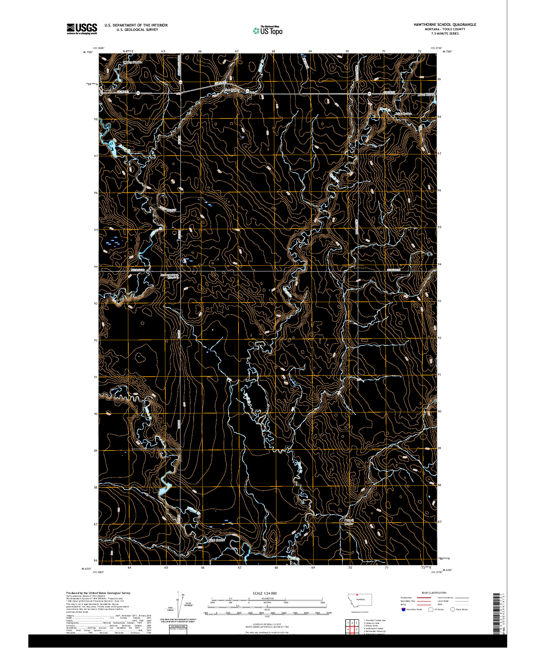 USGS US TOPO 7.5-MINUTE MAP FOR HAWTHORNE SCHOOL, MT 2020