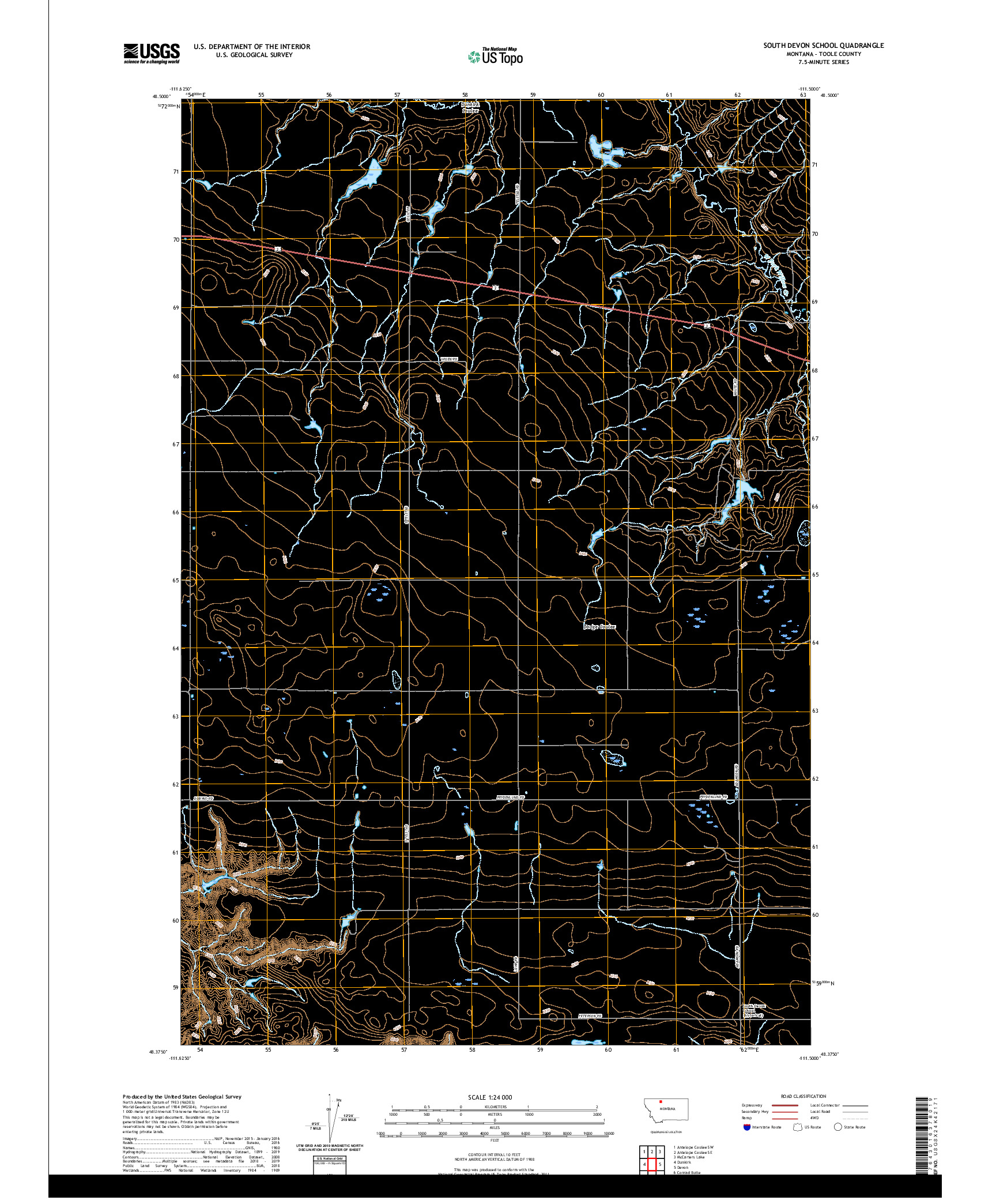 USGS US TOPO 7.5-MINUTE MAP FOR SOUTH DEVON SCHOOL, MT 2020