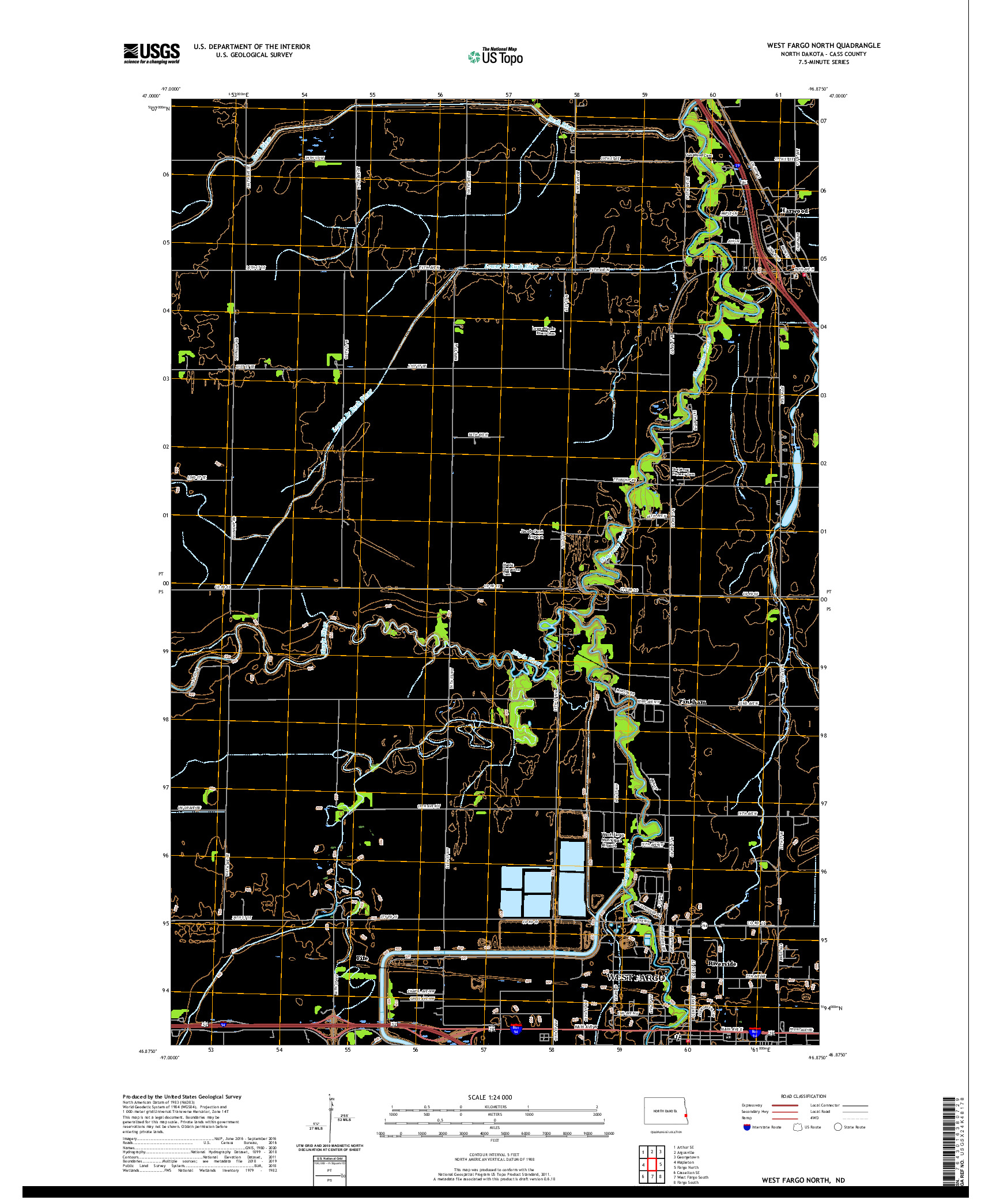 USGS US TOPO 7.5-MINUTE MAP FOR WEST FARGO NORTH, ND 2020