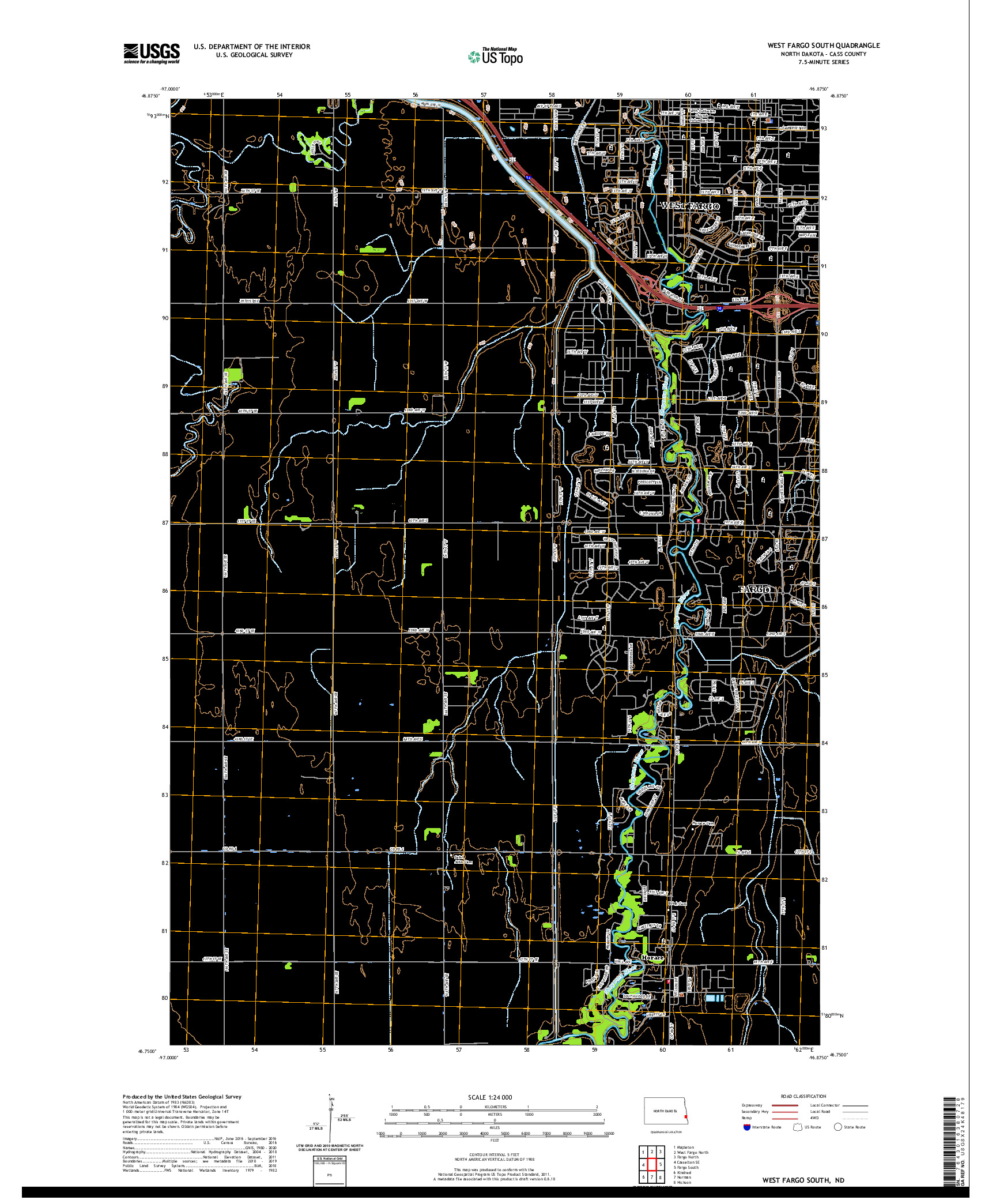 USGS US TOPO 7.5-MINUTE MAP FOR WEST FARGO SOUTH, ND 2020