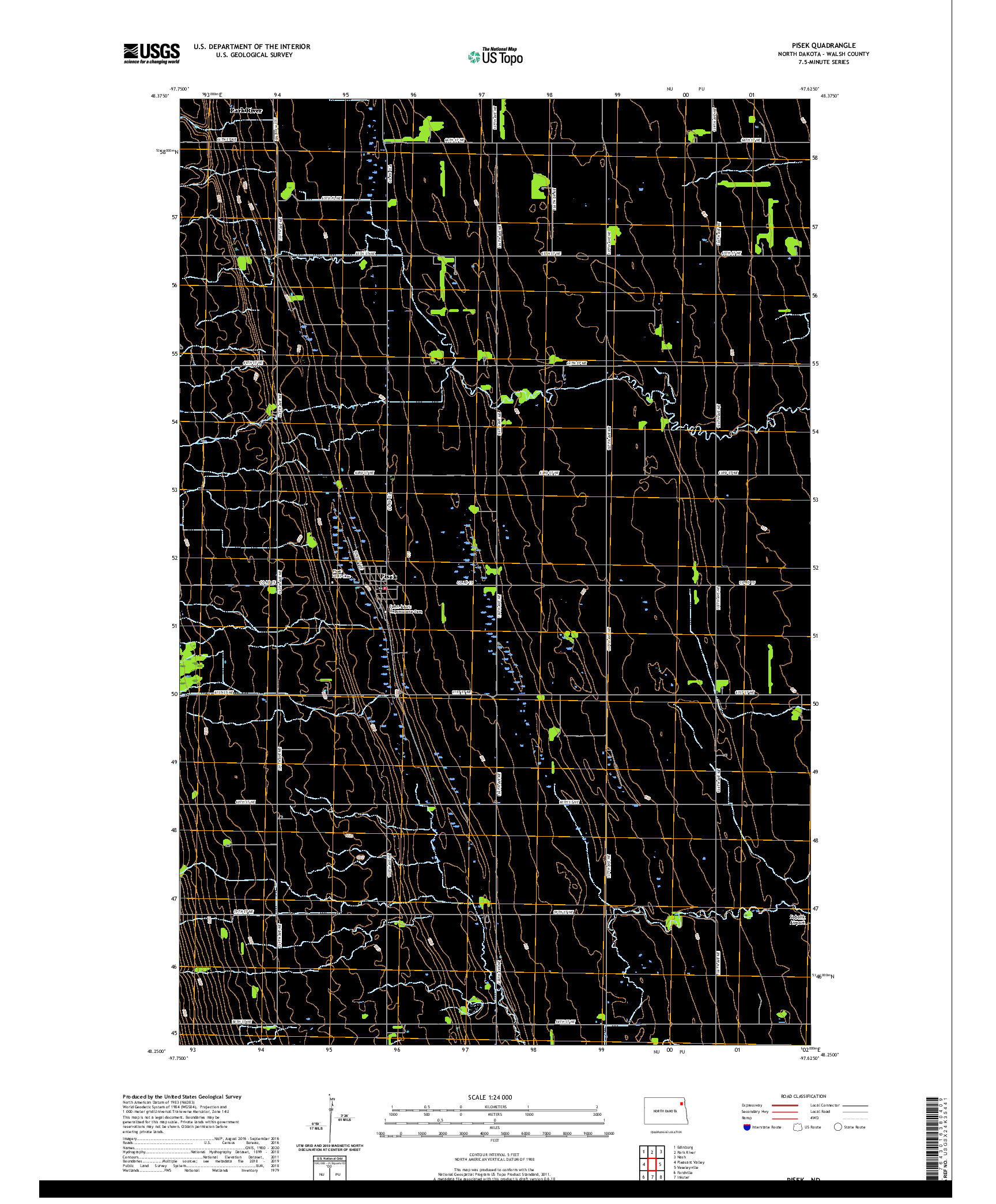 USGS US TOPO 7.5-MINUTE MAP FOR PISEK, ND 2020