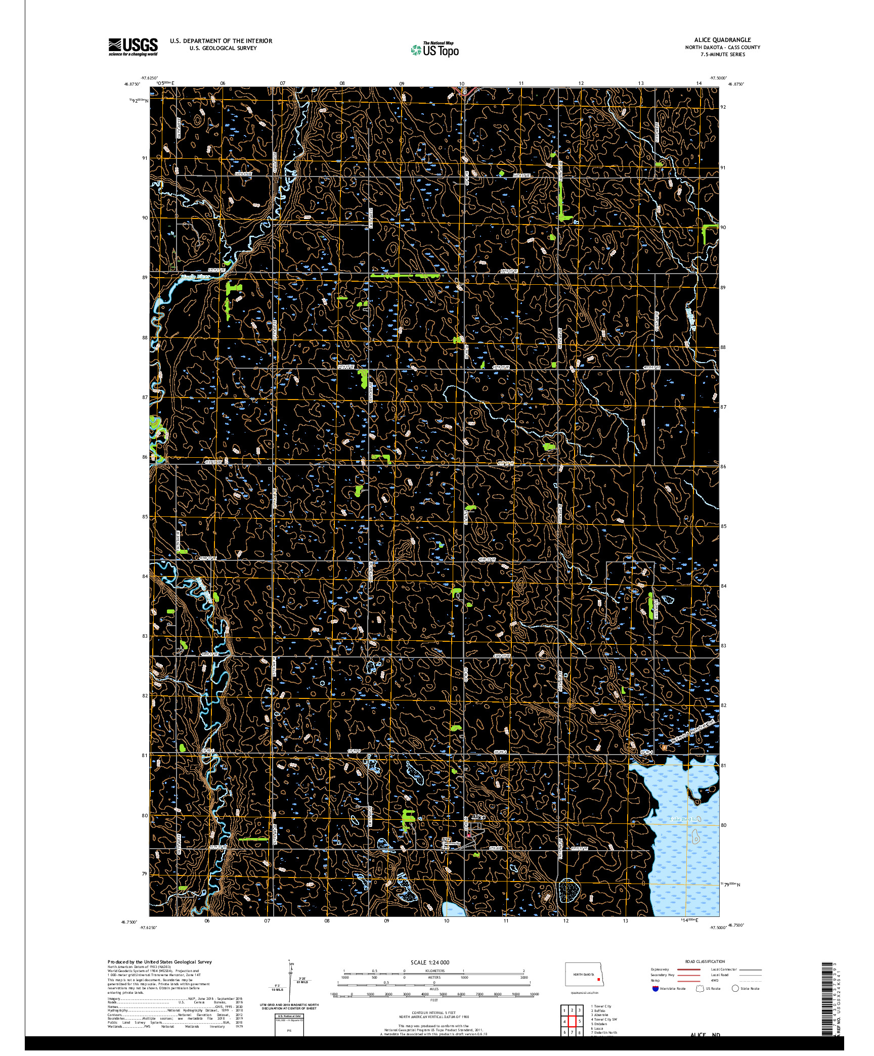 USGS US TOPO 7.5-MINUTE MAP FOR ALICE, ND 2020