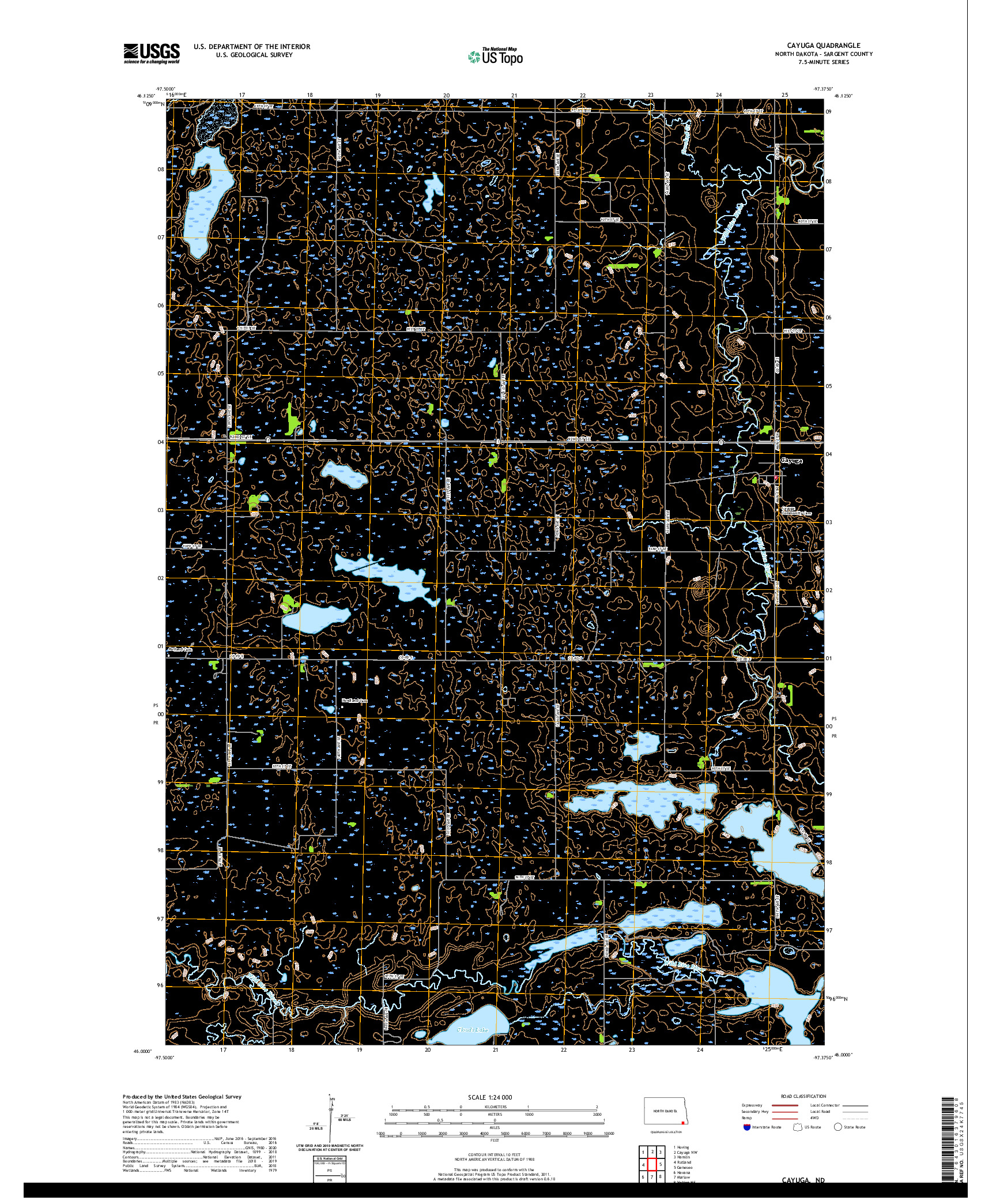 USGS US TOPO 7.5-MINUTE MAP FOR CAYUGA, ND 2020