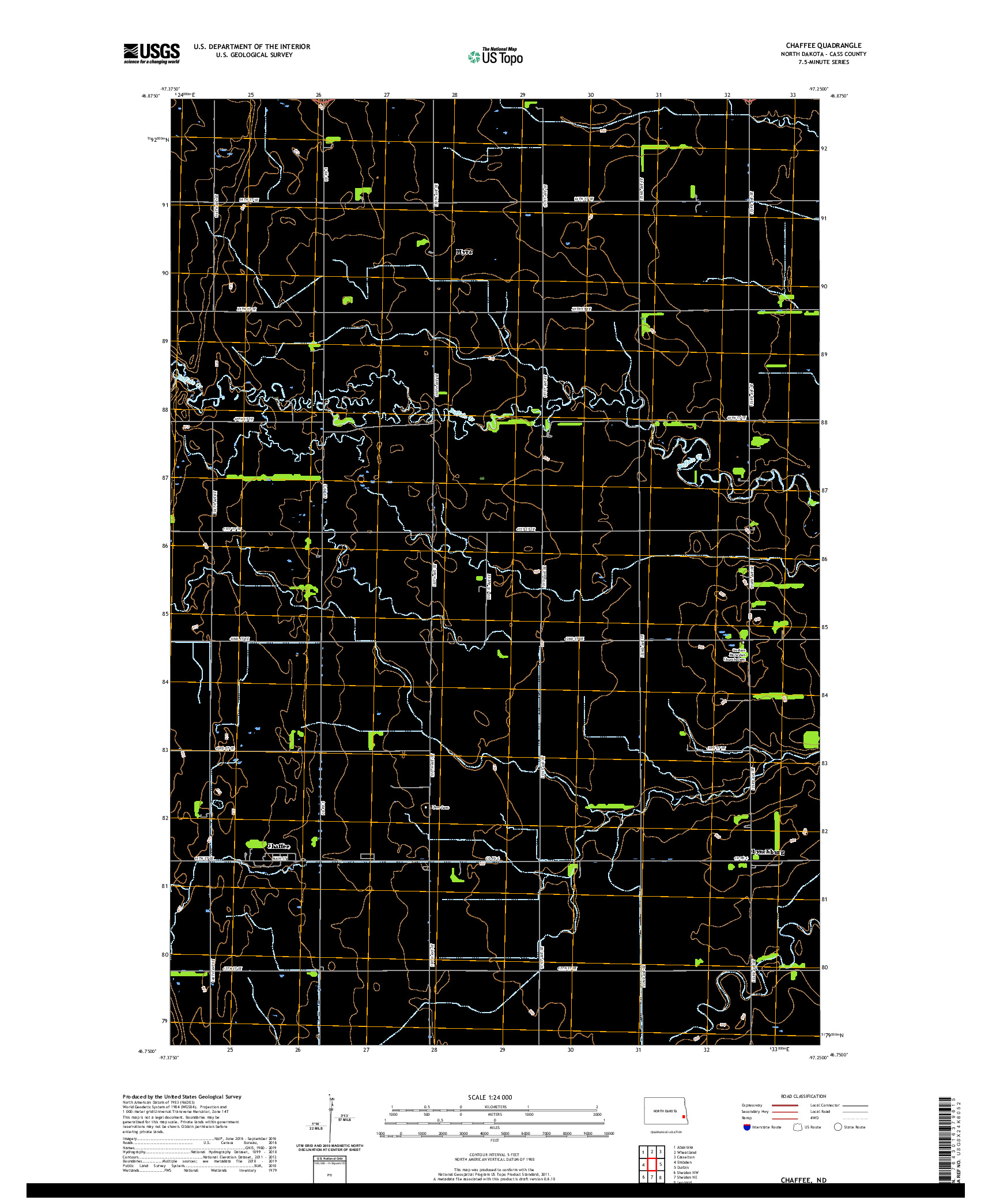 USGS US TOPO 7.5-MINUTE MAP FOR CHAFFEE, ND 2020