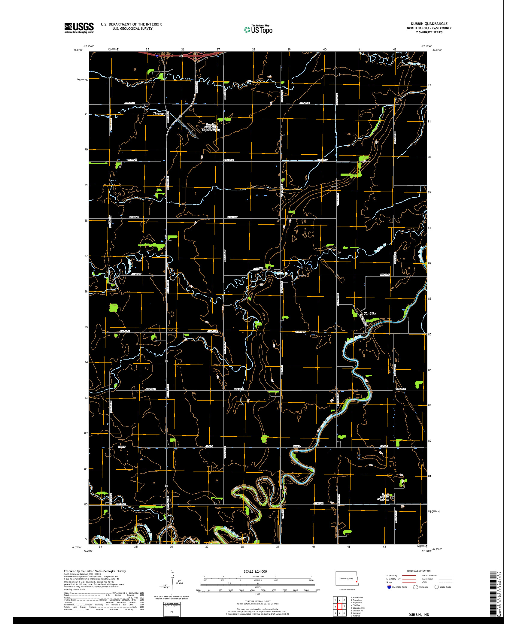 USGS US TOPO 7.5-MINUTE MAP FOR DURBIN, ND 2020